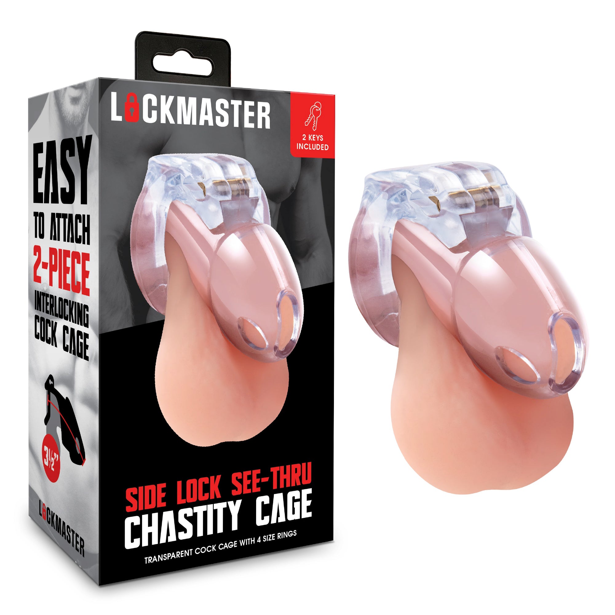3.5" Side Lock See Thru Chastity Cage