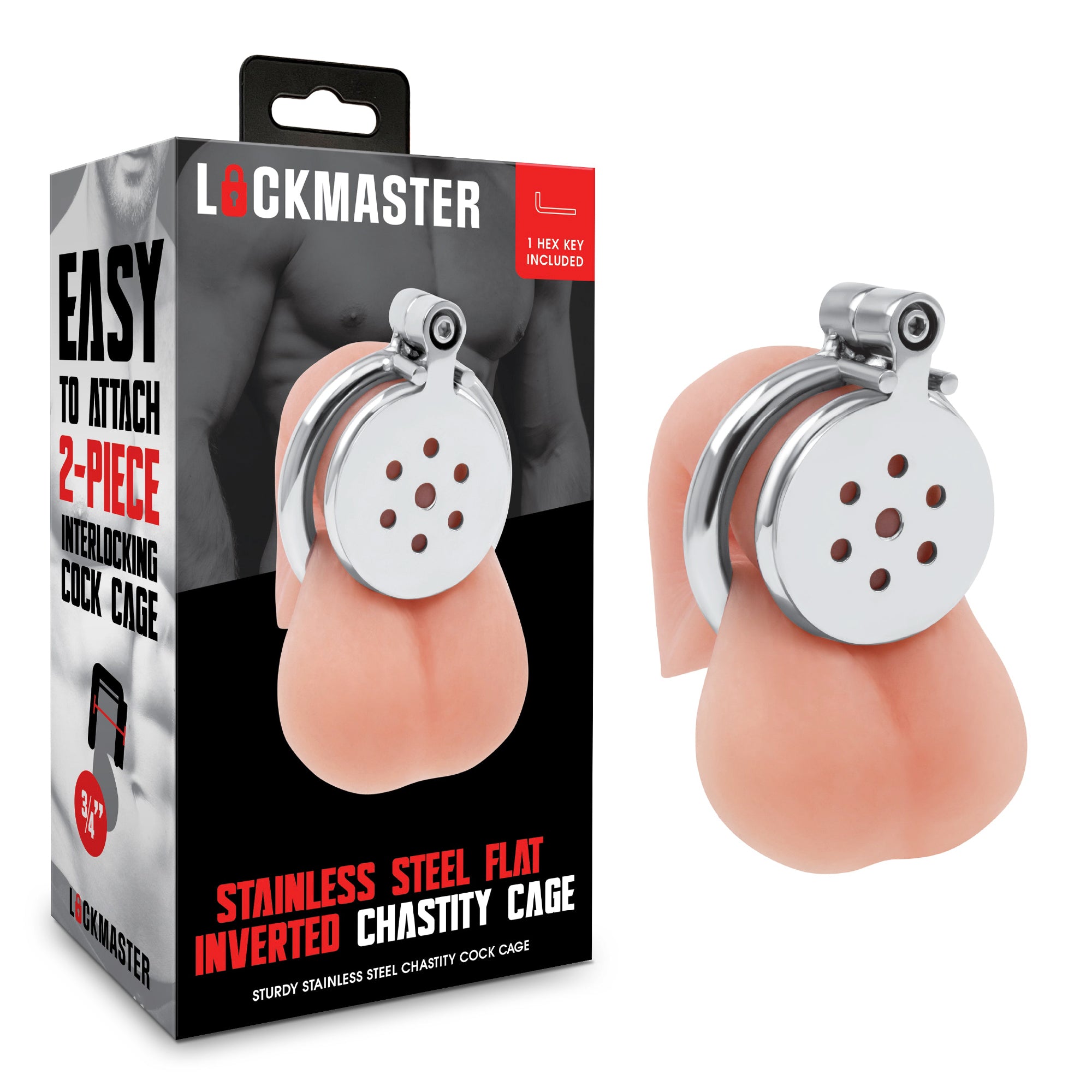 Stainless Steel Flat Inverted Chastity Cage