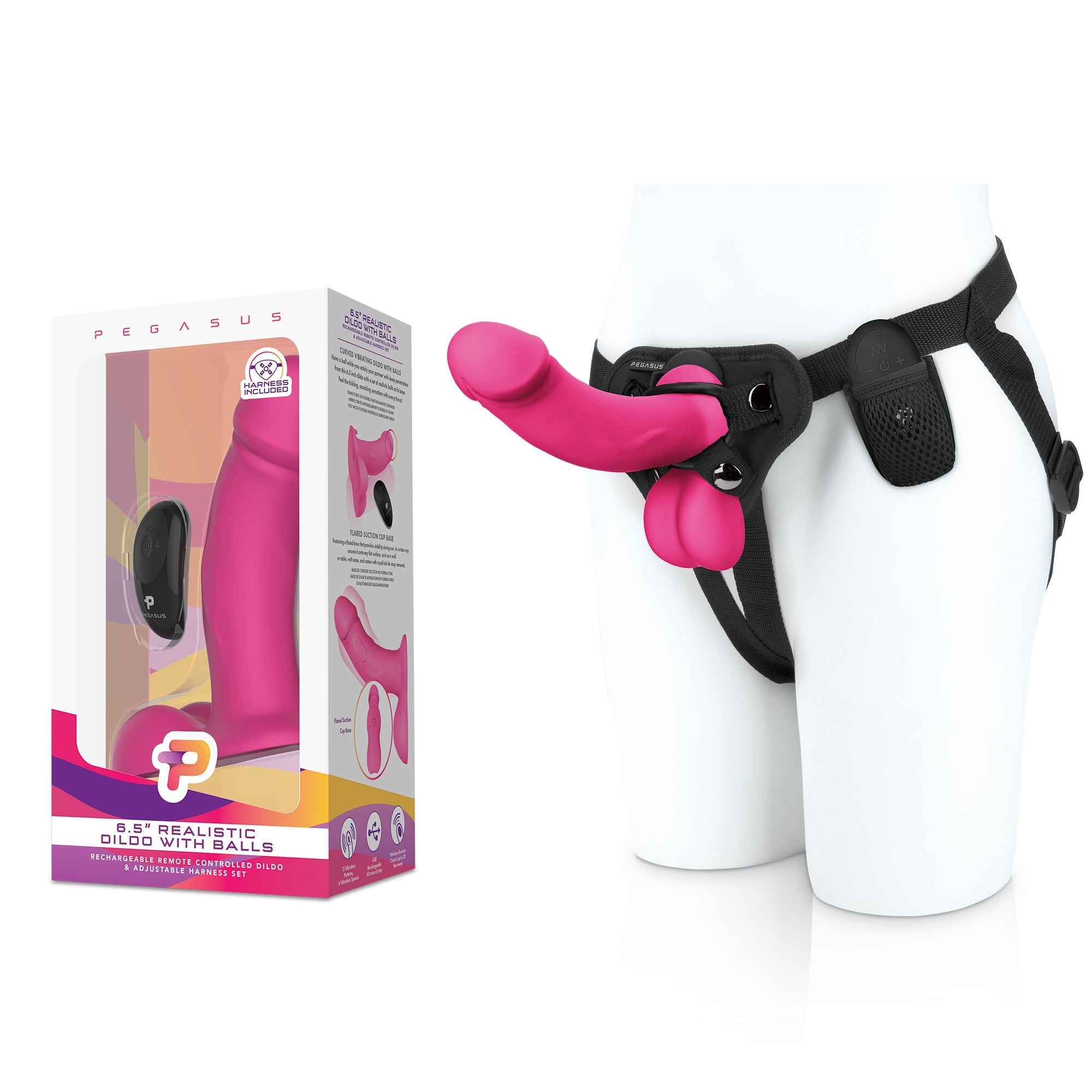 6.5” Realistic SIlicone Dildo With Balls and Harness Included
