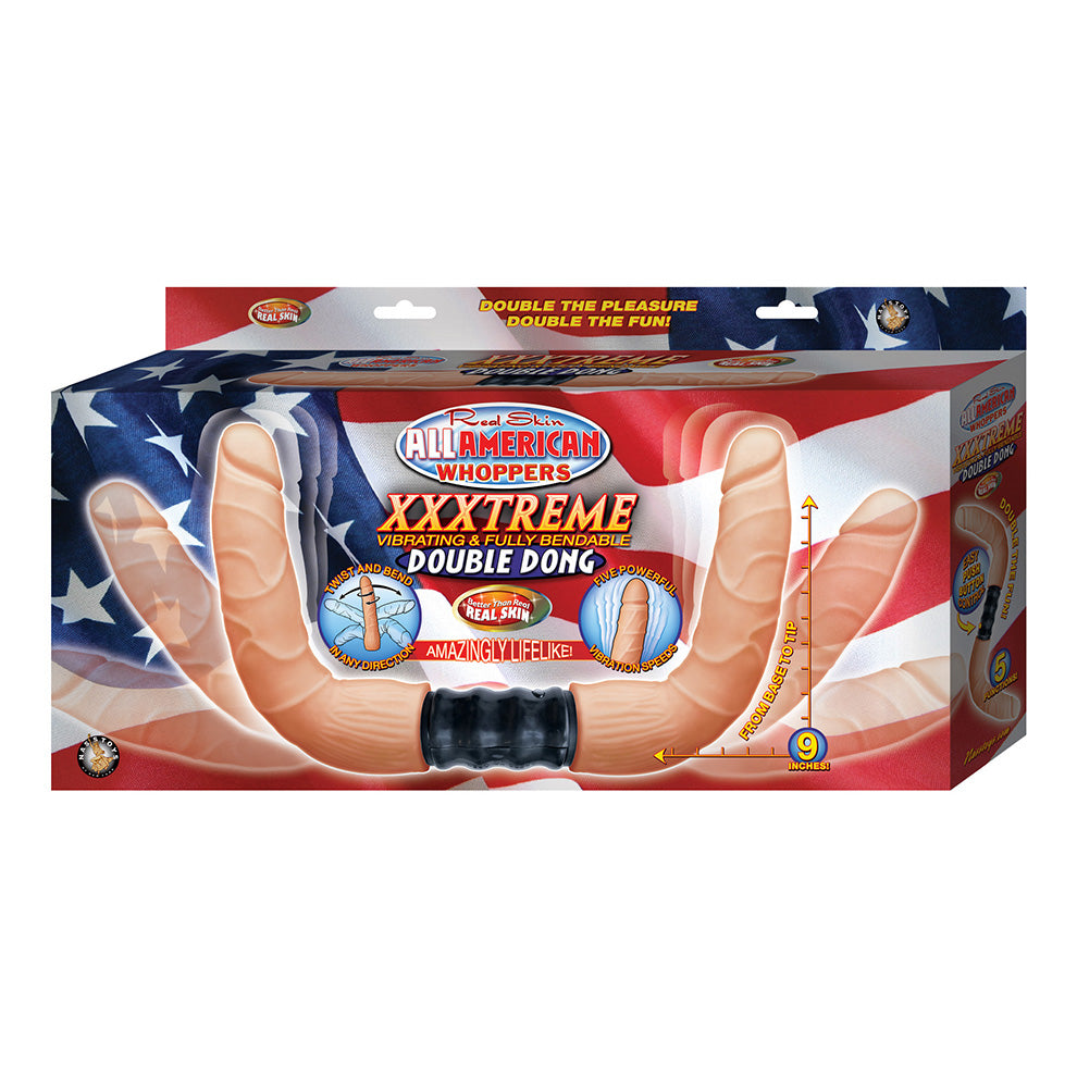 All American Whoppers Xxxtreme Vibrating & Fully Bendable Double Dong - Flesh