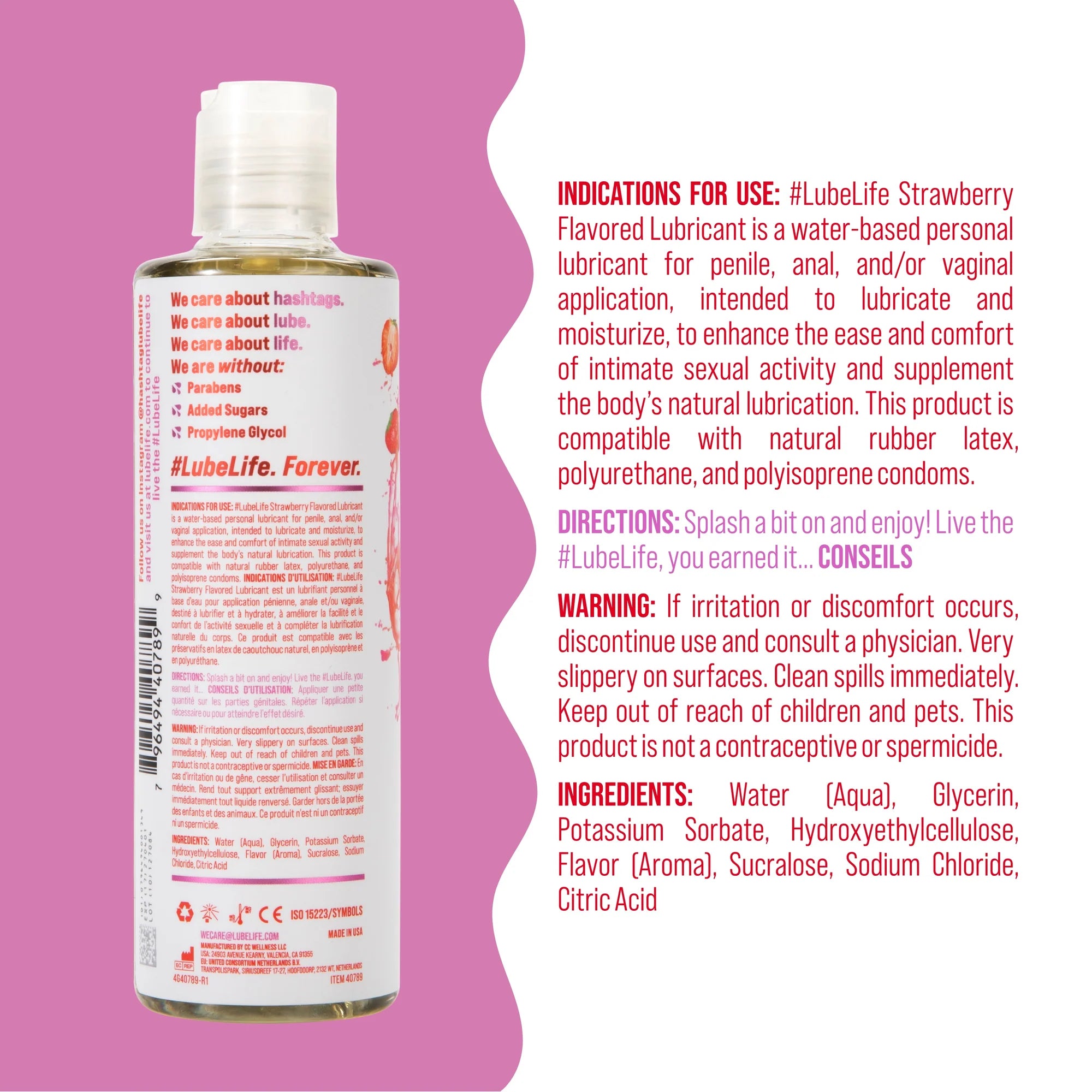 Lubelife Strawberry 8 Floz / 240 Ml