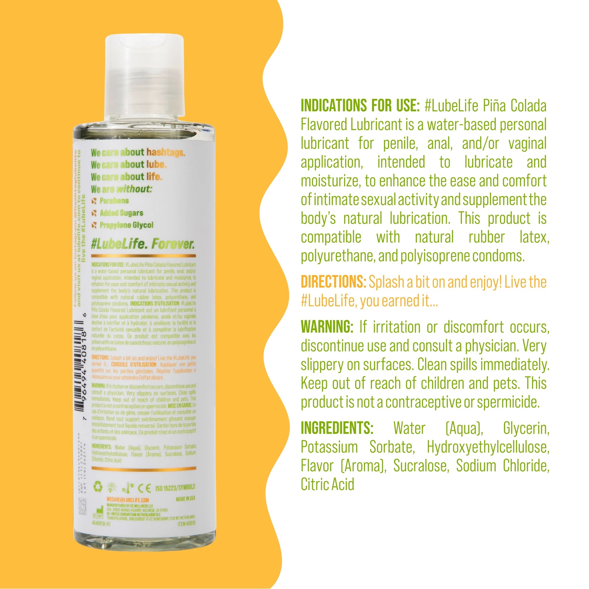 Lubelife Pina Colada (Made in California) 8 Floz / 240 Ml