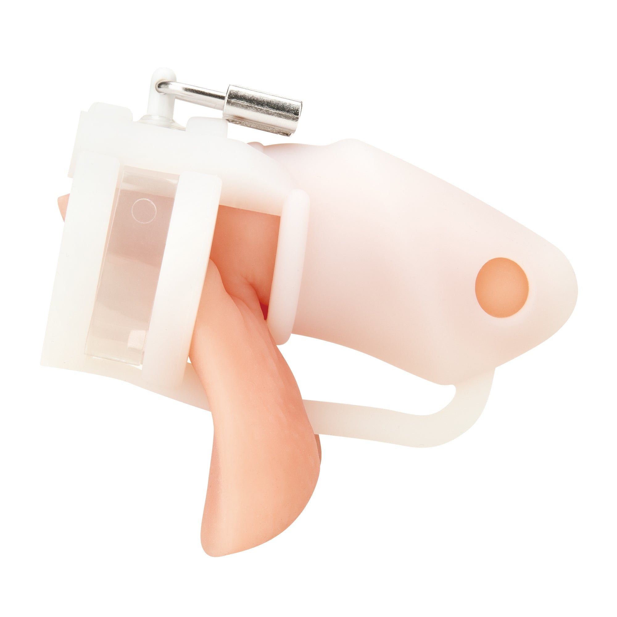 Silicone Mini Cock Cage With Ball Divider - White
