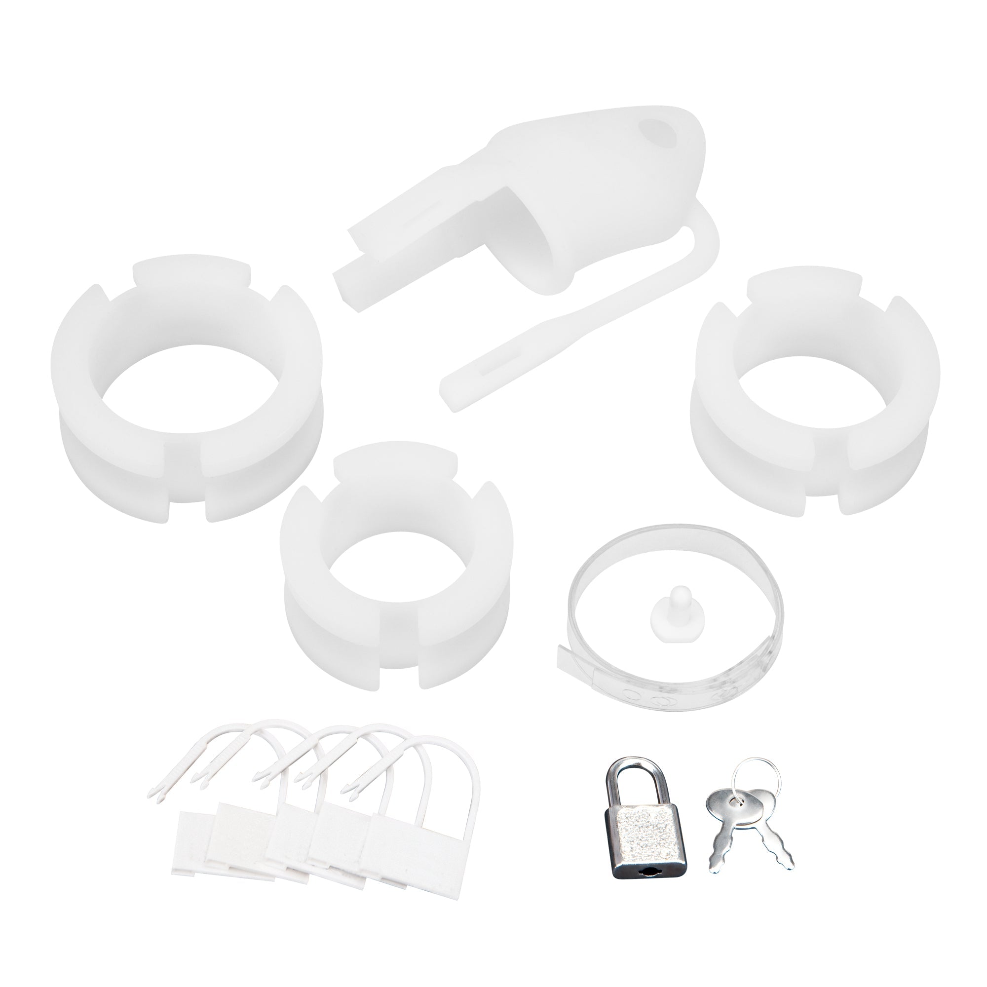 Silicone Mini Cock Cage With Ball Divider - White