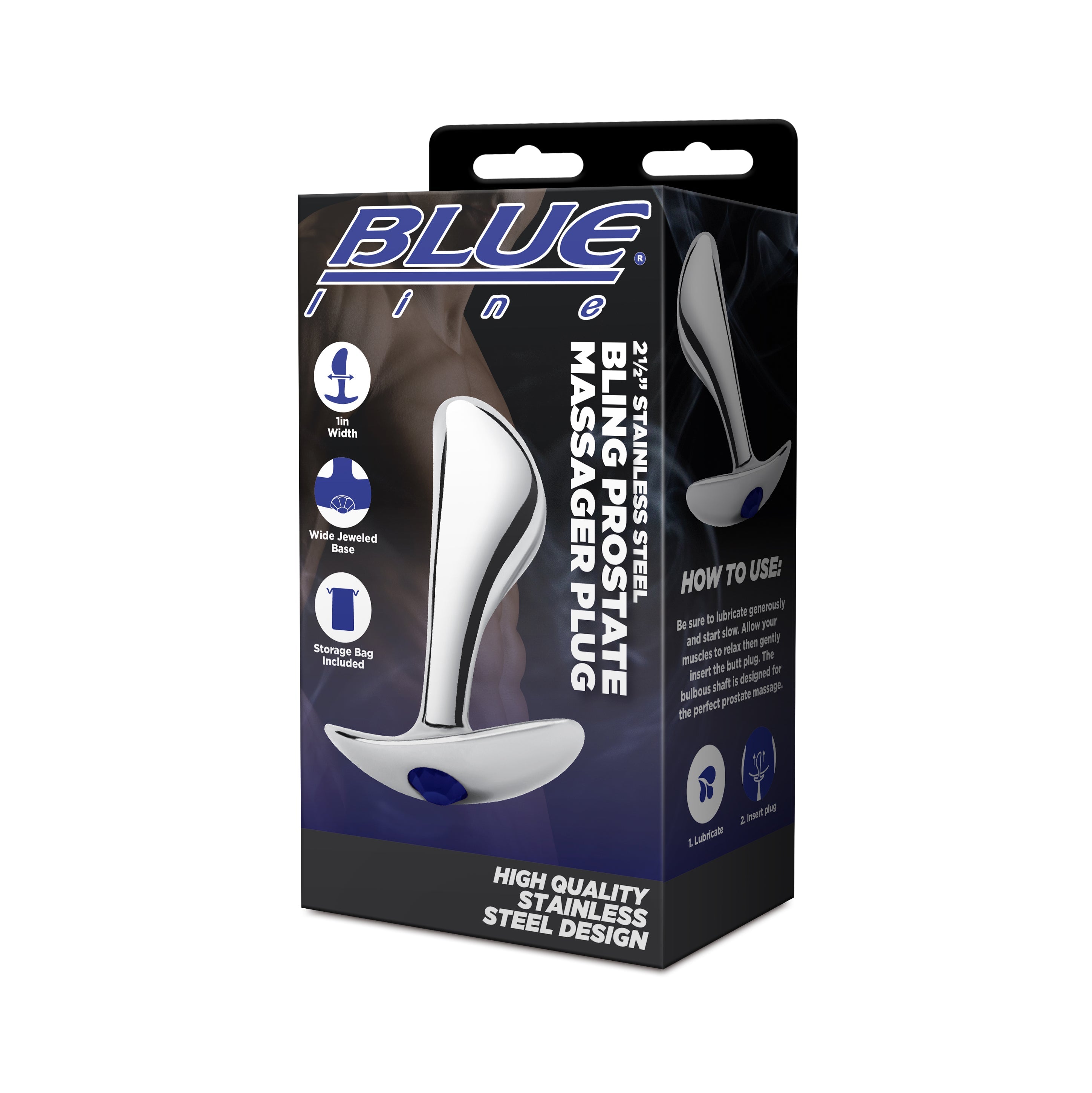 2.5" Stainless Steel Bling Prostate Massager Plug