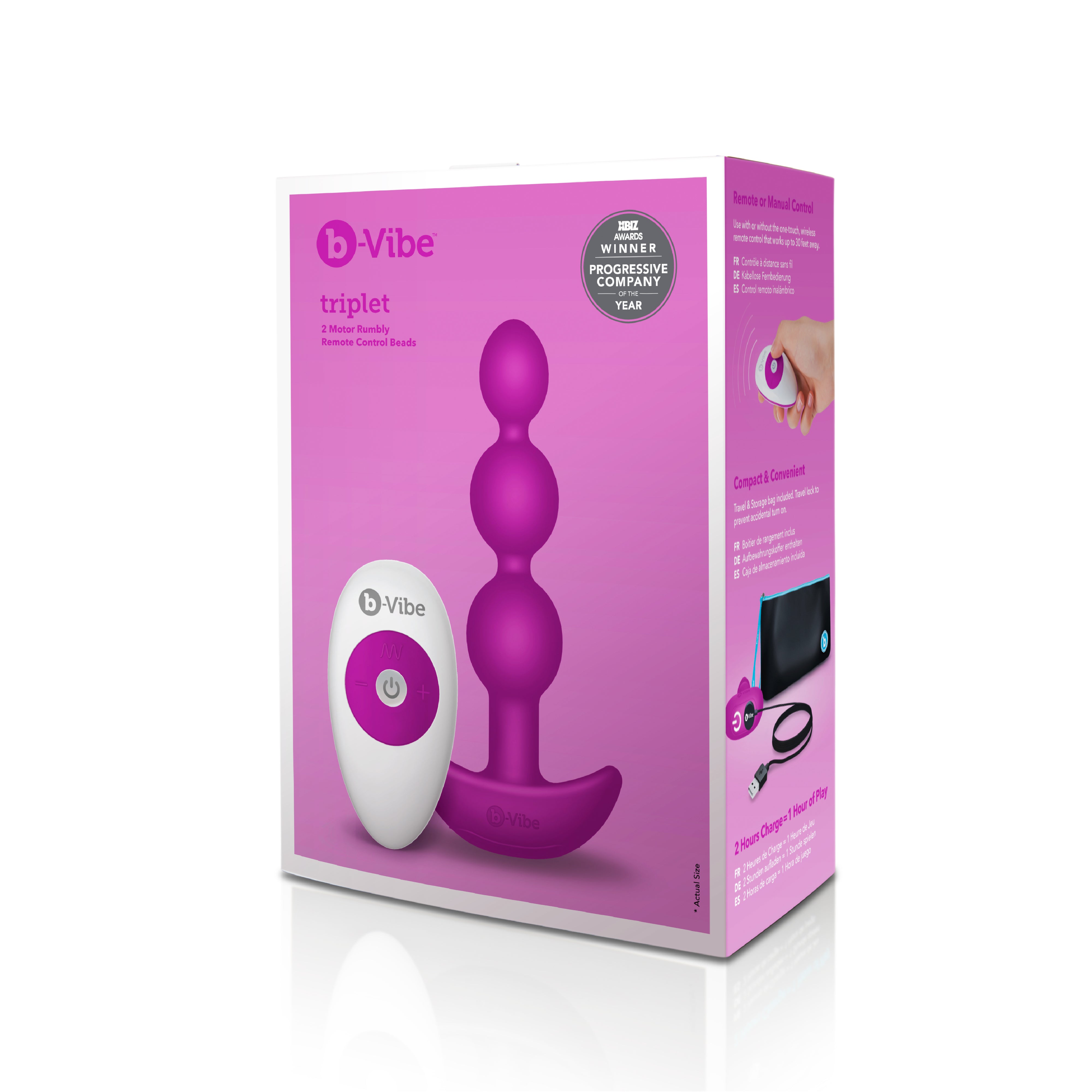 Triplet Anal Beads - Fuchsia