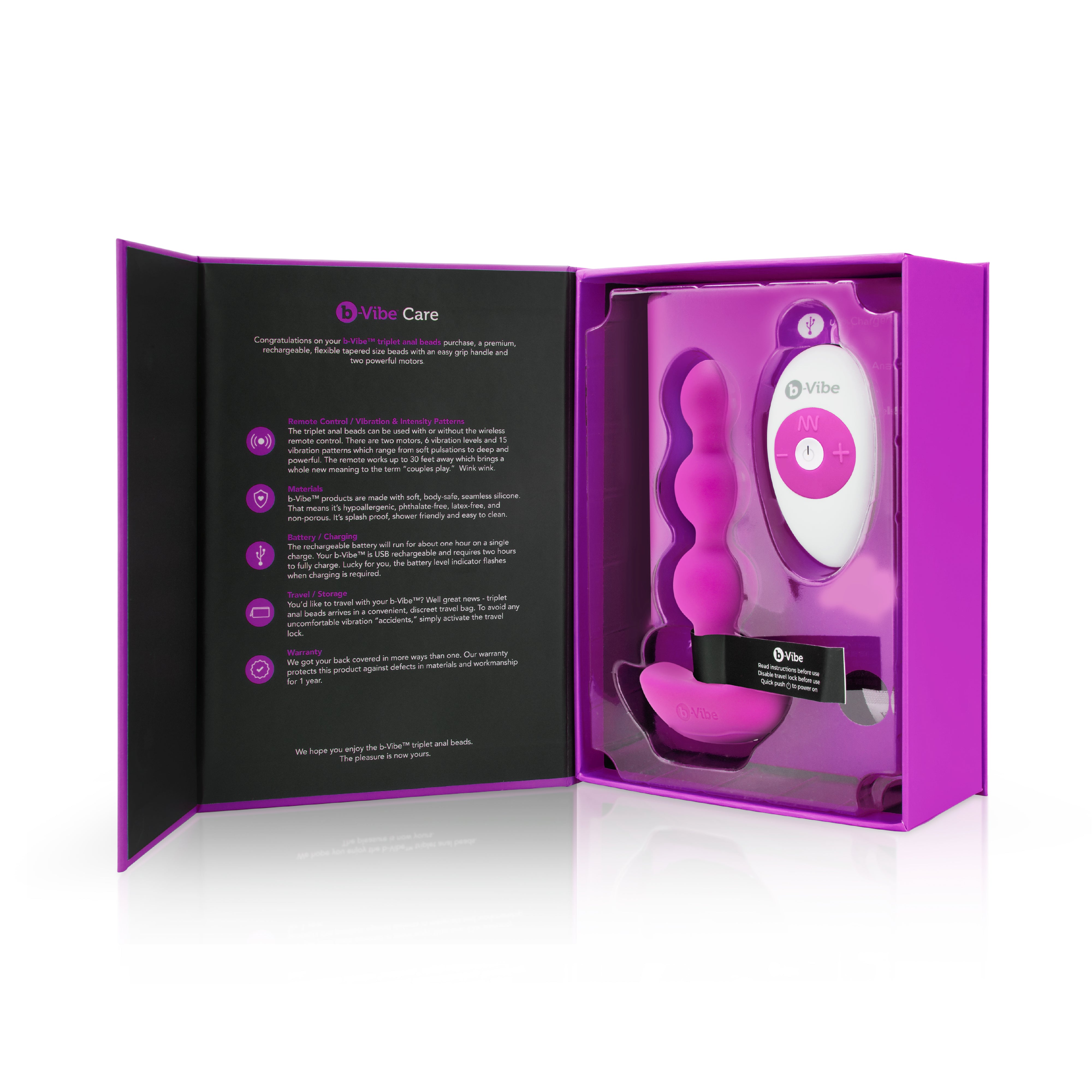 Triplet Anal Beads - Fuchsia