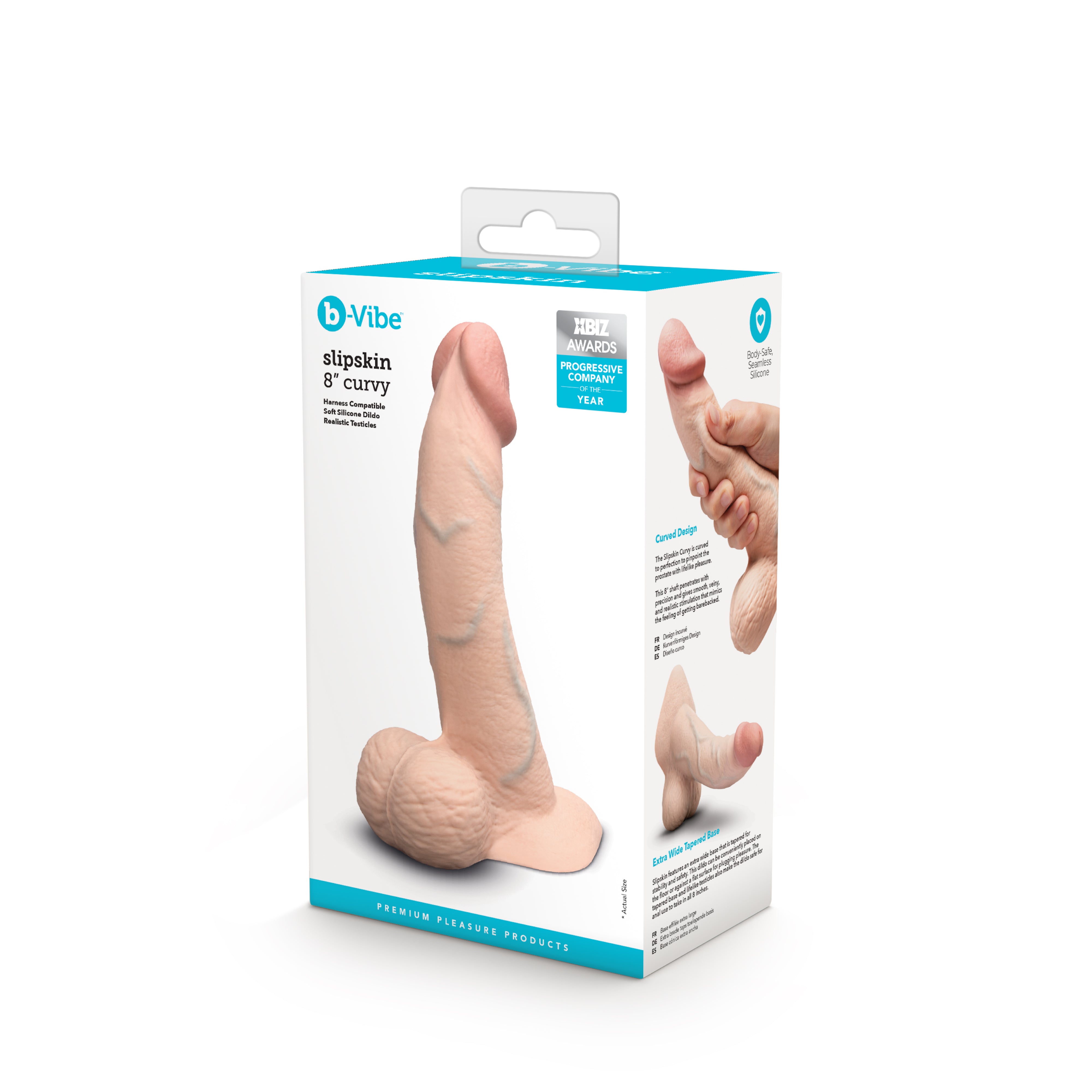 Slipskin Realistic Silicone Dildo - 8" Curvy Cream