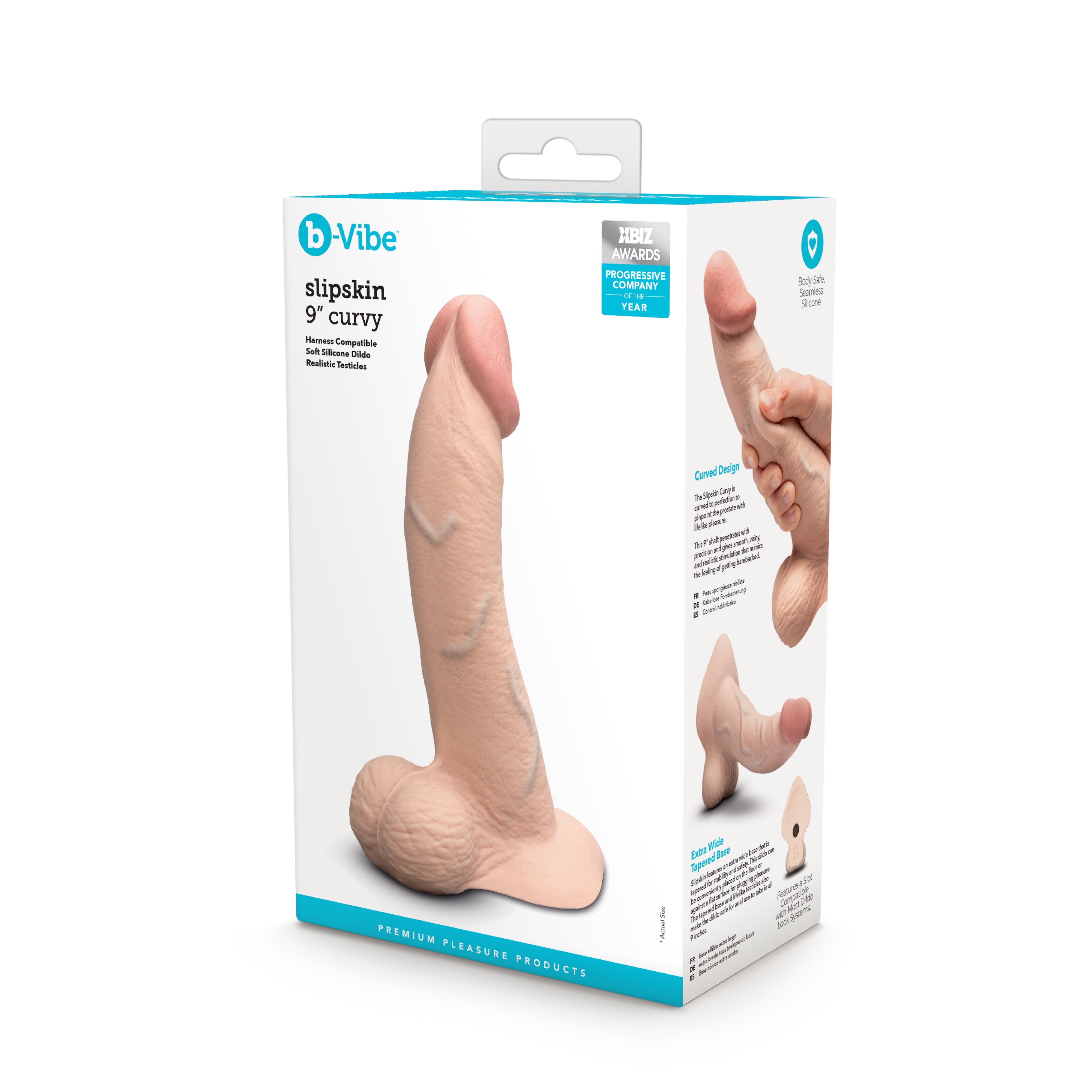 Slipskin Realistic Silicone Dildo - 9" Curvy Cream