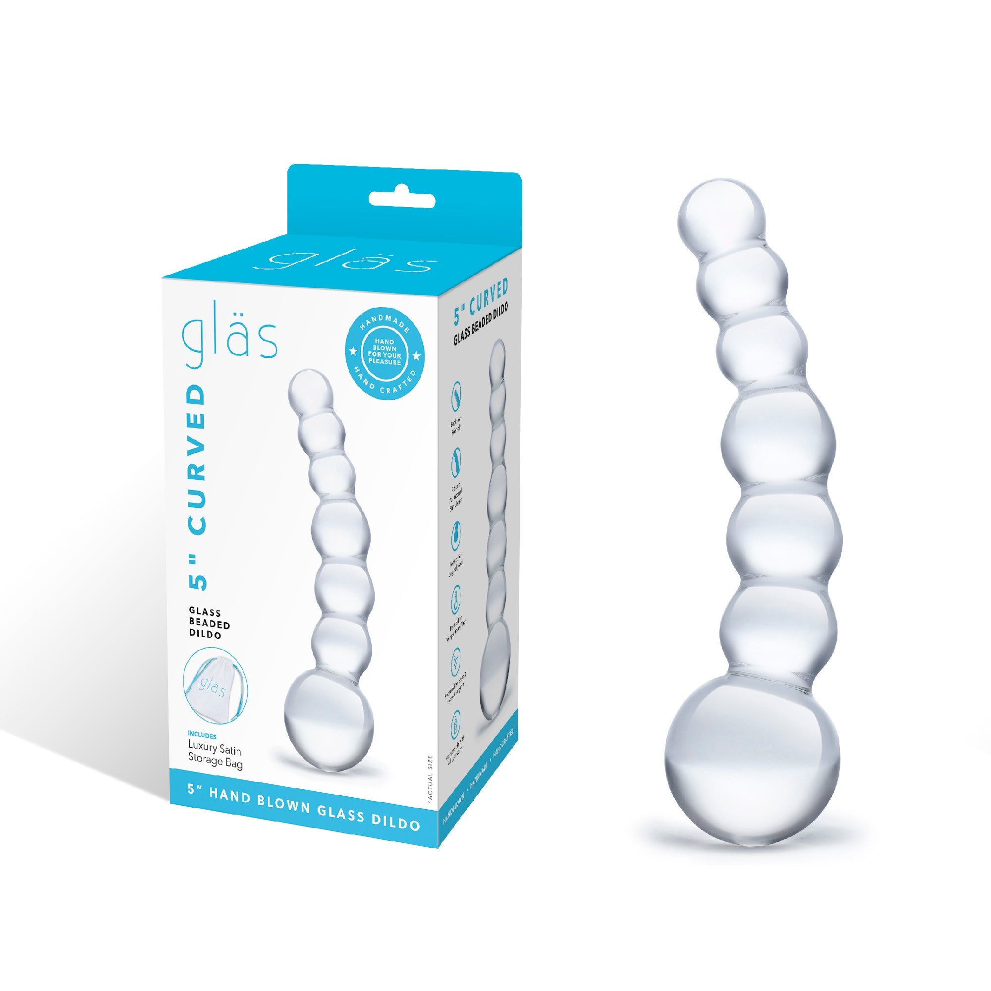 5" Curved Glass Beaded Dildo