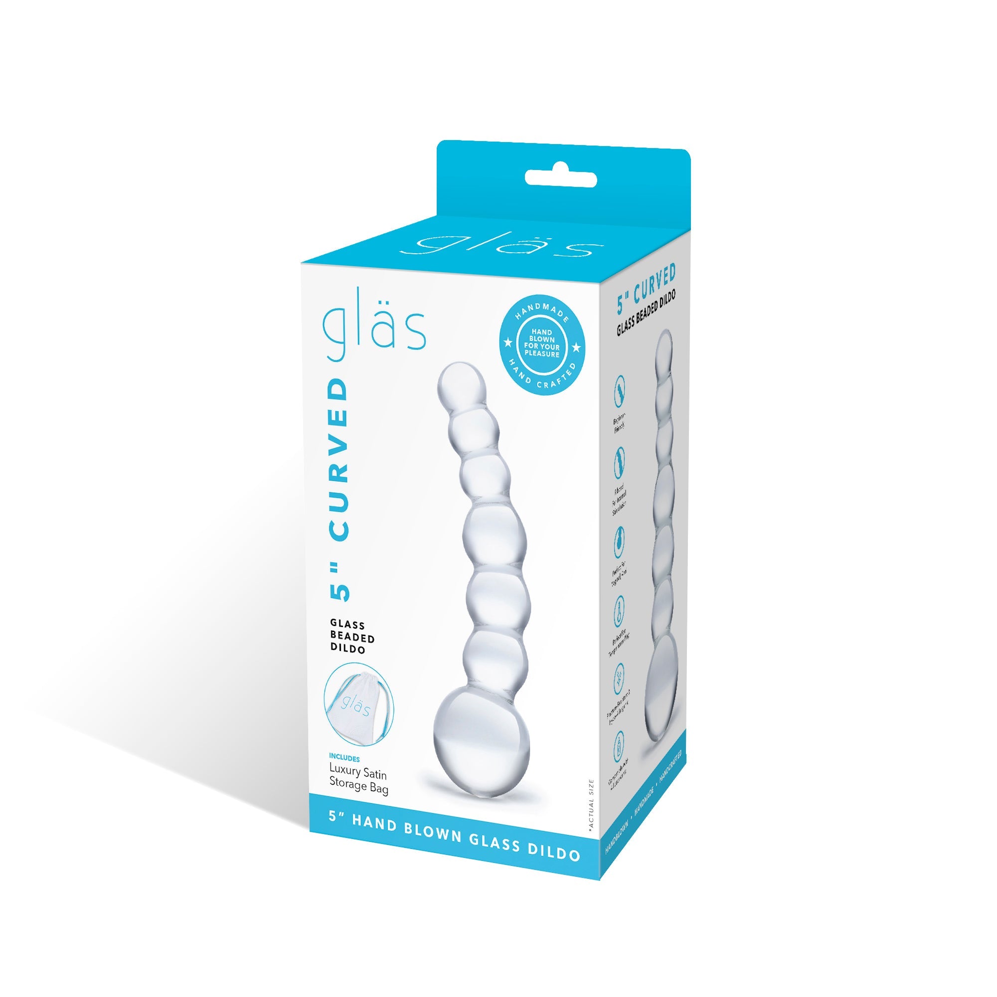 5" Curved Glass Beaded Dildo