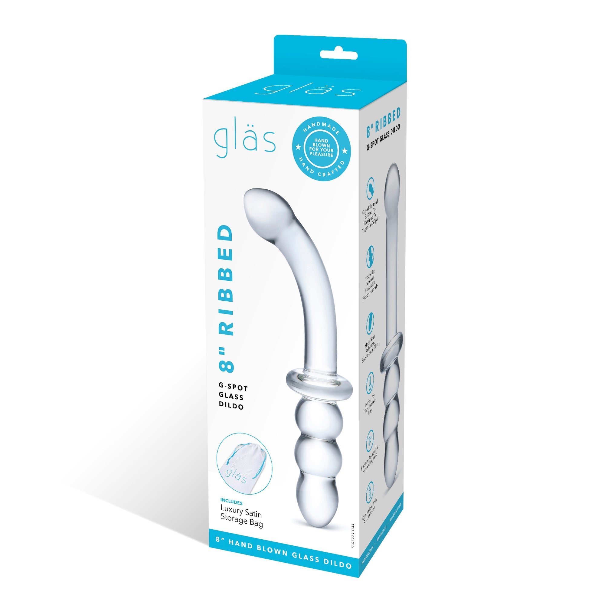 8" Ribbed G-Spot Glass Dildo