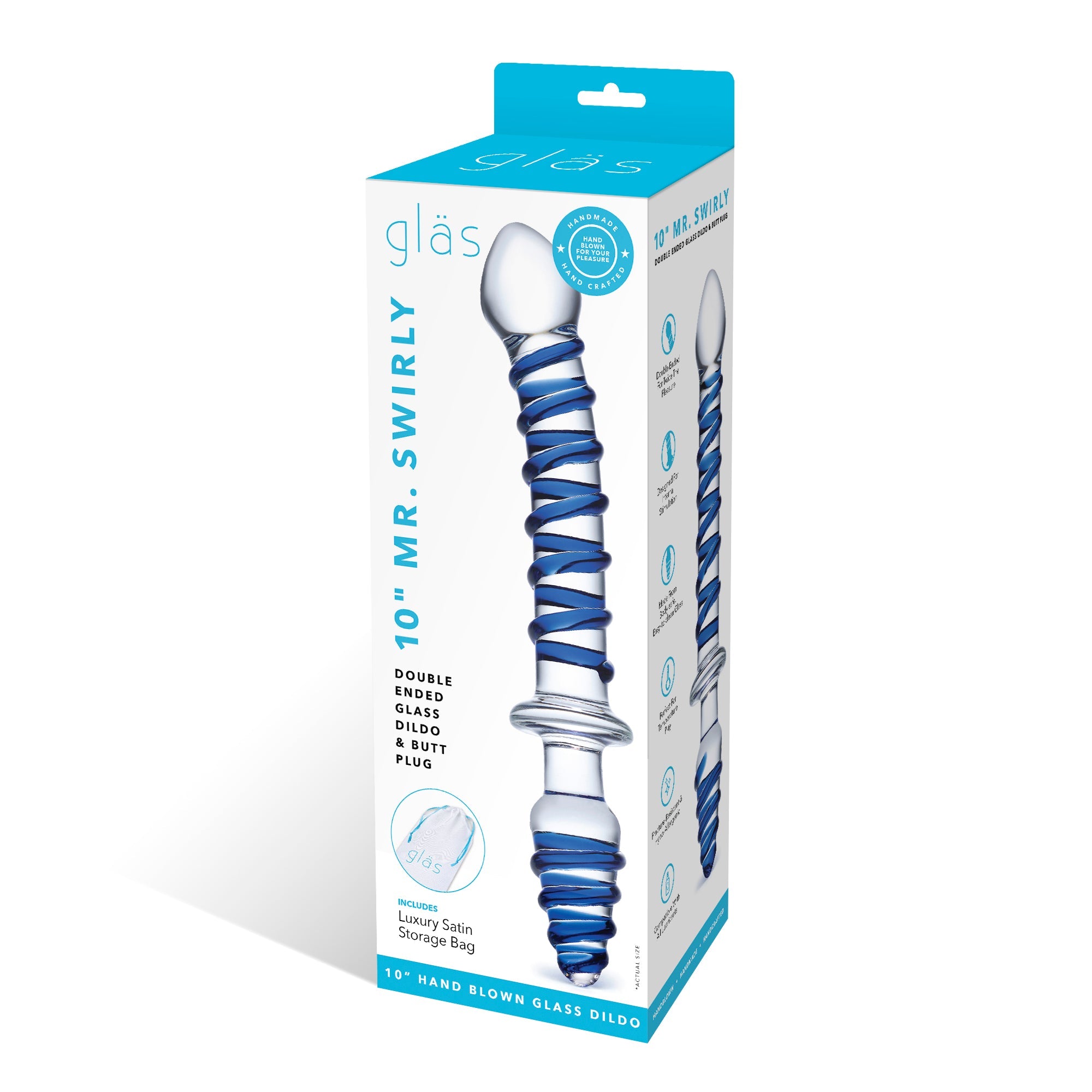 10" Mr. Swirly Double Ended Glass Dildo & Butt Plug