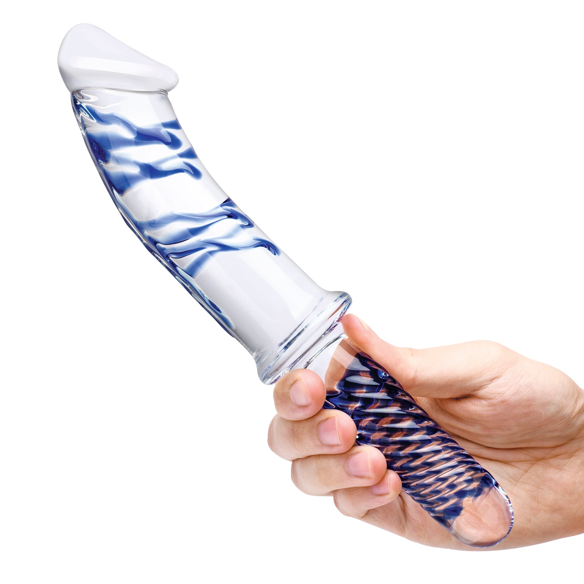 11" Realistic Double Ended Glass Dildo with handle