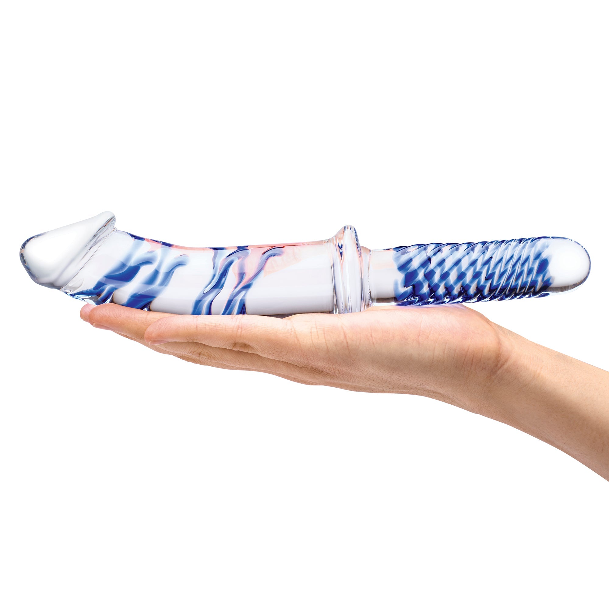 11" Realistic Double Ended Glass Dildo with handle