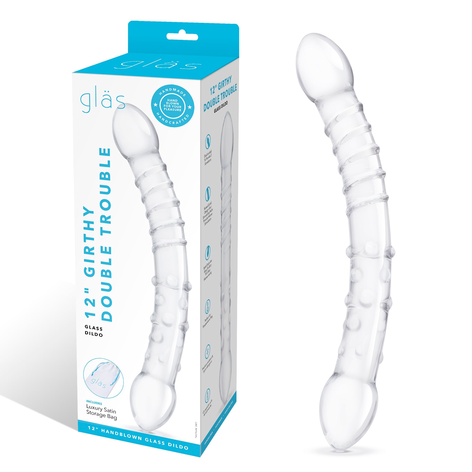 12" Girthy Double Trouble Glass Dildo