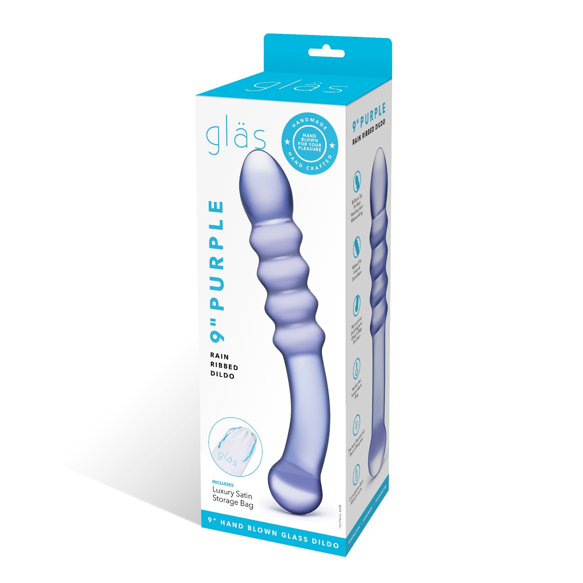 9" Purple Rain Ribbed Dildo