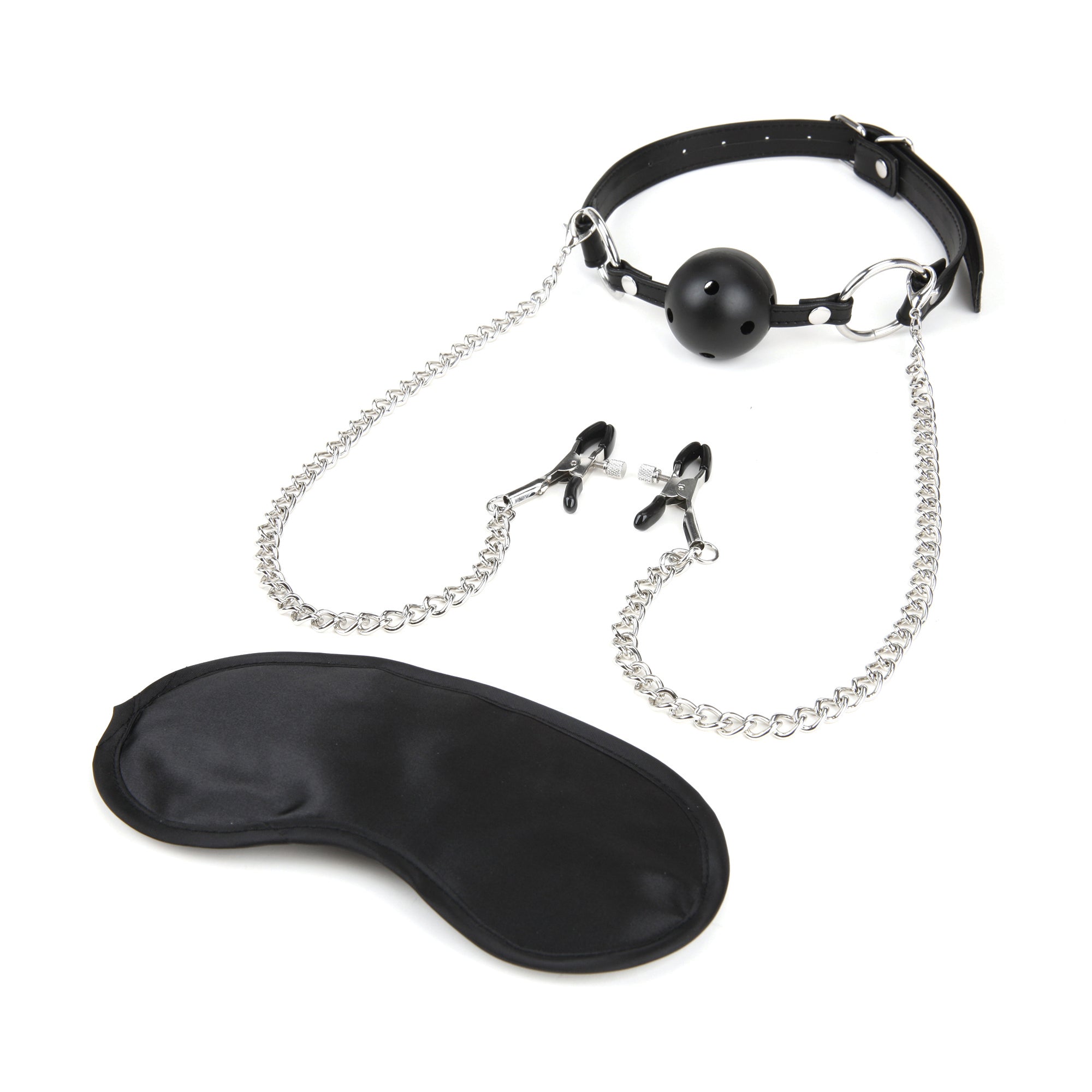 Breathable Ball Gag With Nipple Chain