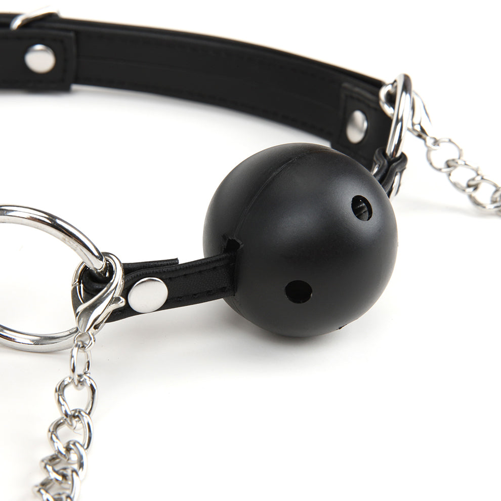 Breathable Ball Gag With Nipple Chain