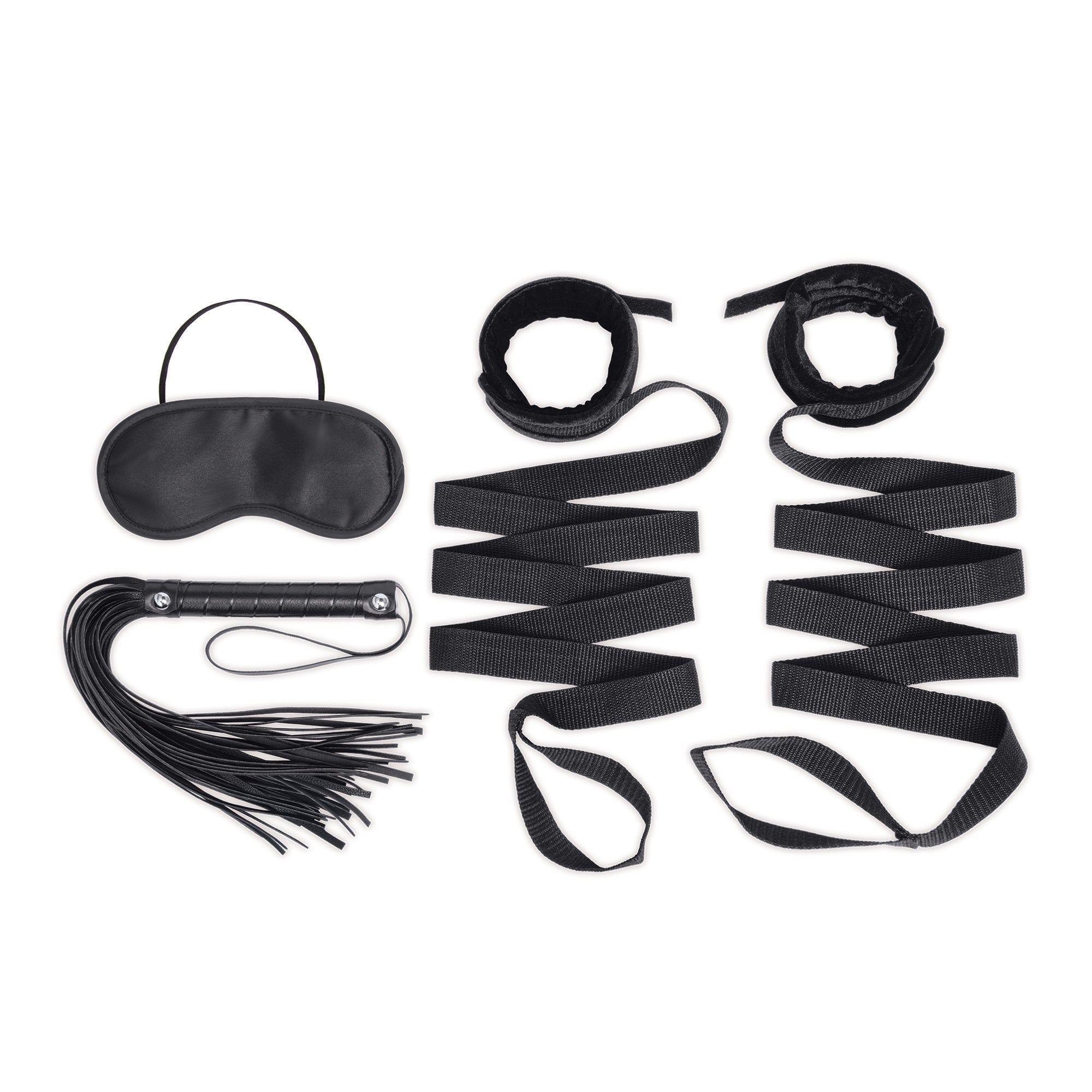 4PC Bondage Bed Strap & Flogger Kit