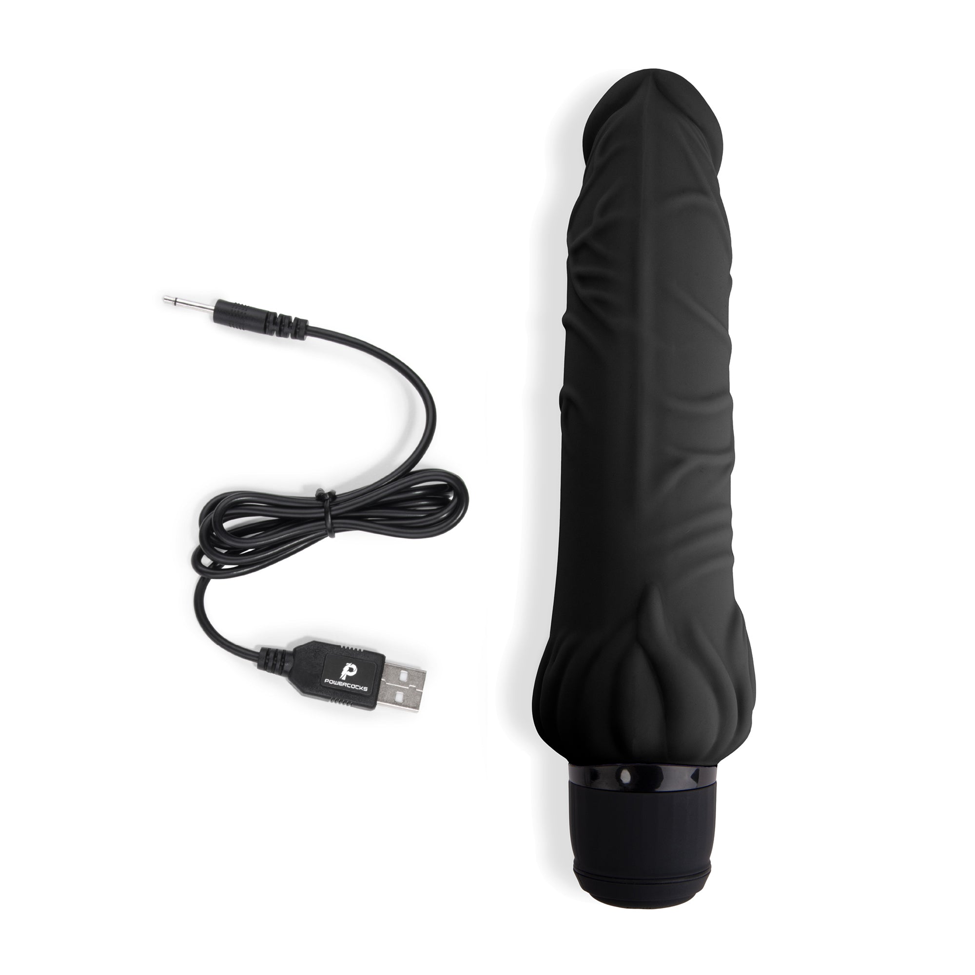 7" Realistic Vibrator with Clitoral Stimulator Black