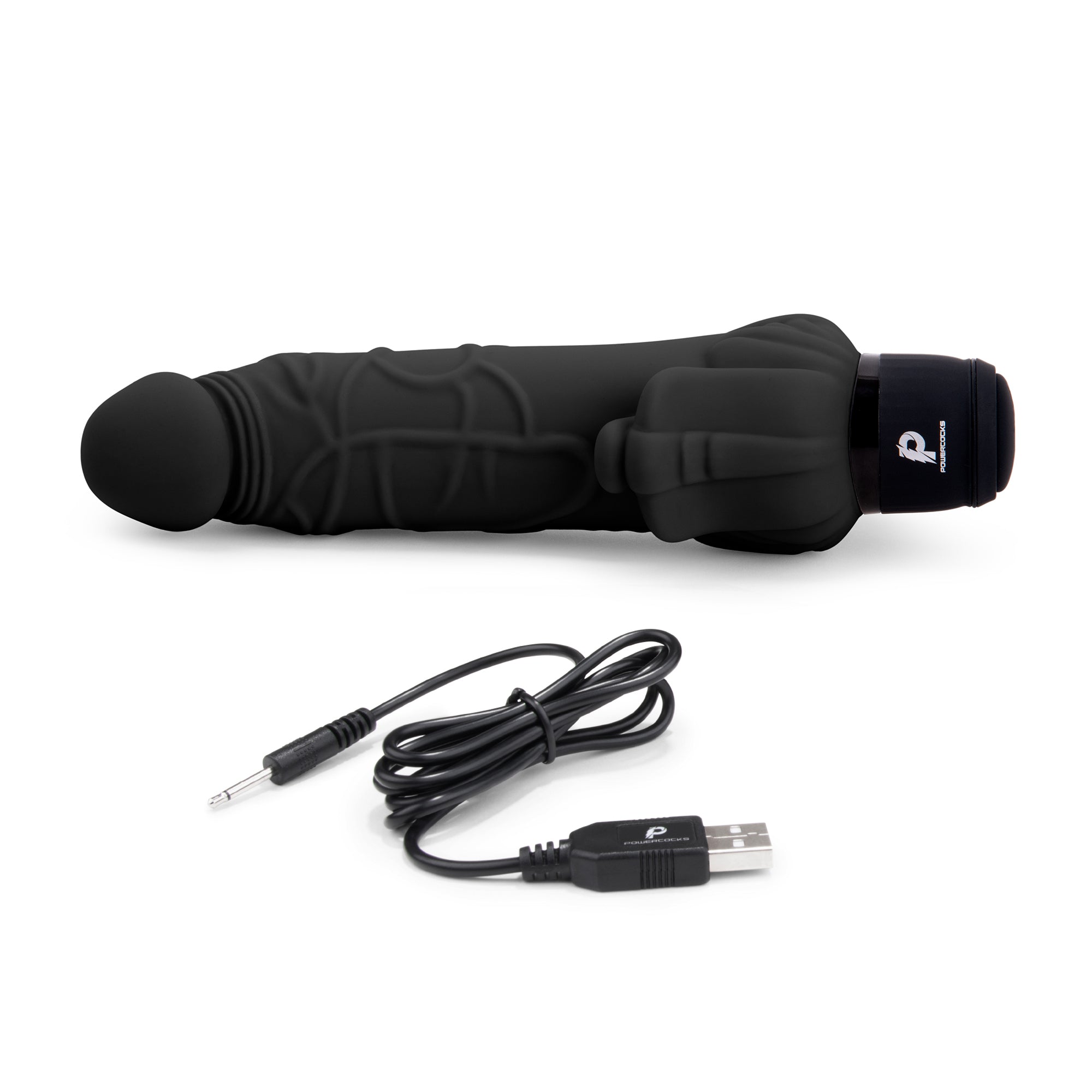 7" Realistic Vibrator with Clitoral Stimulator Black