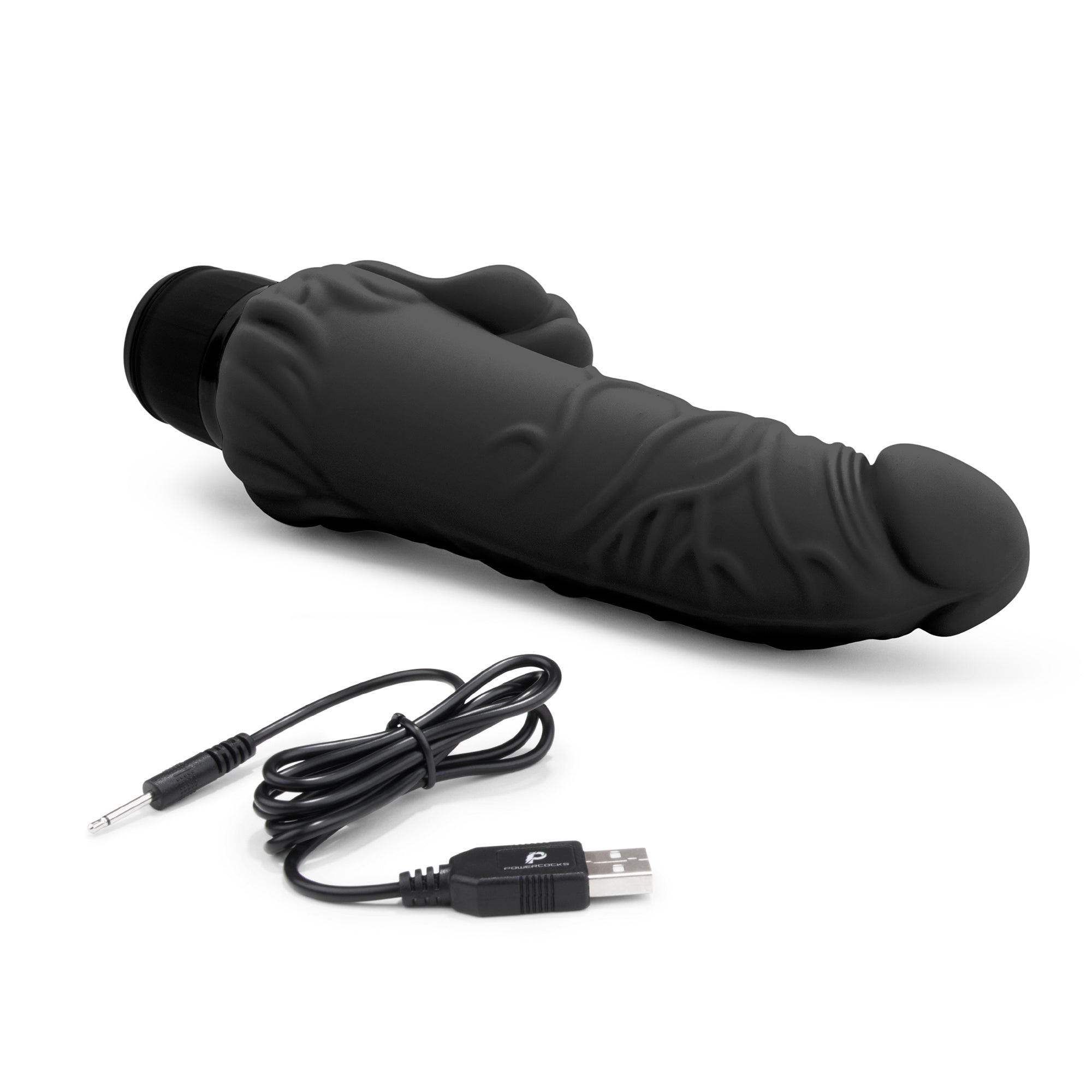 7" Realistic Vibrator with Clitoral Stimulator Black