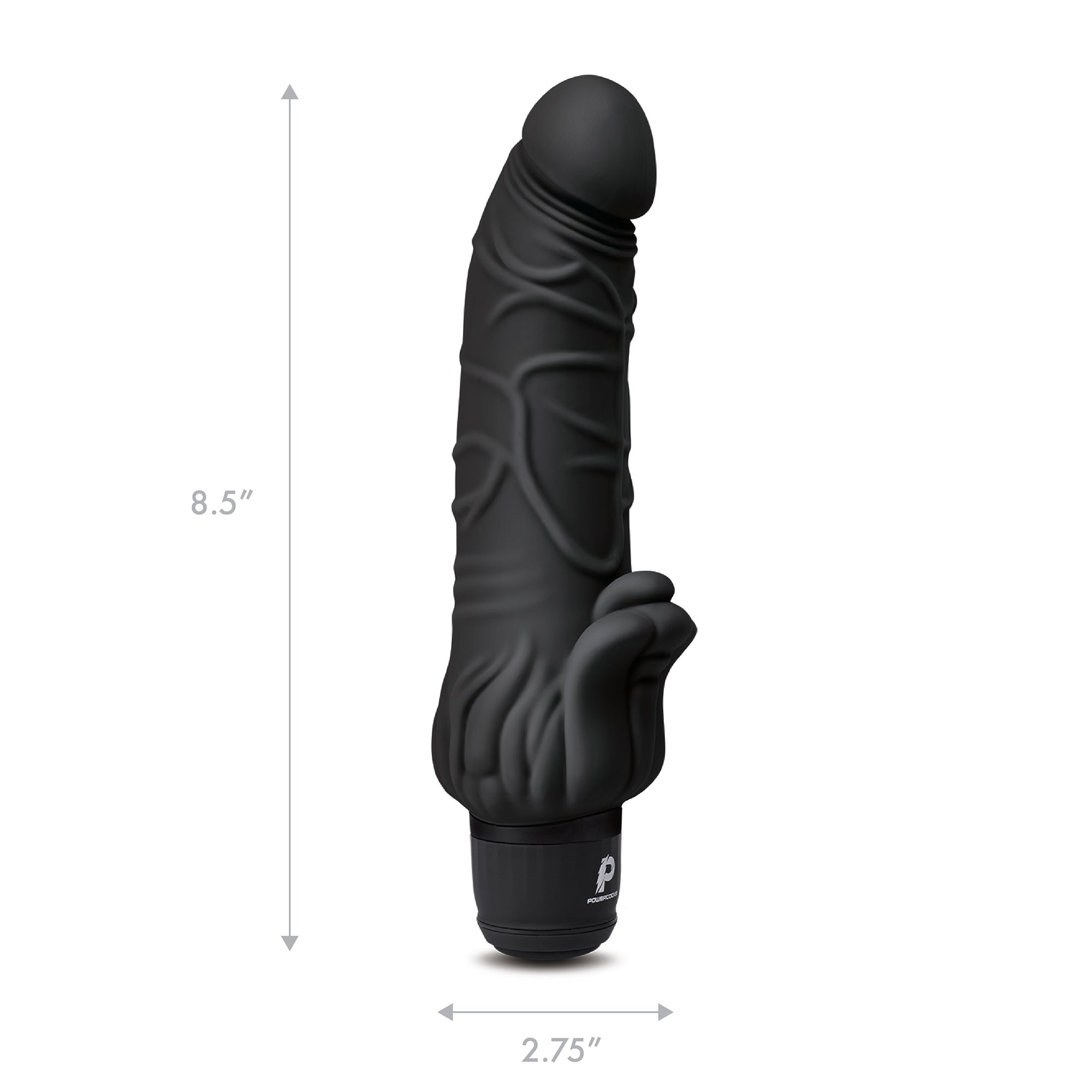 7" Realistic Vibrator with Clitoral Stimulator Black