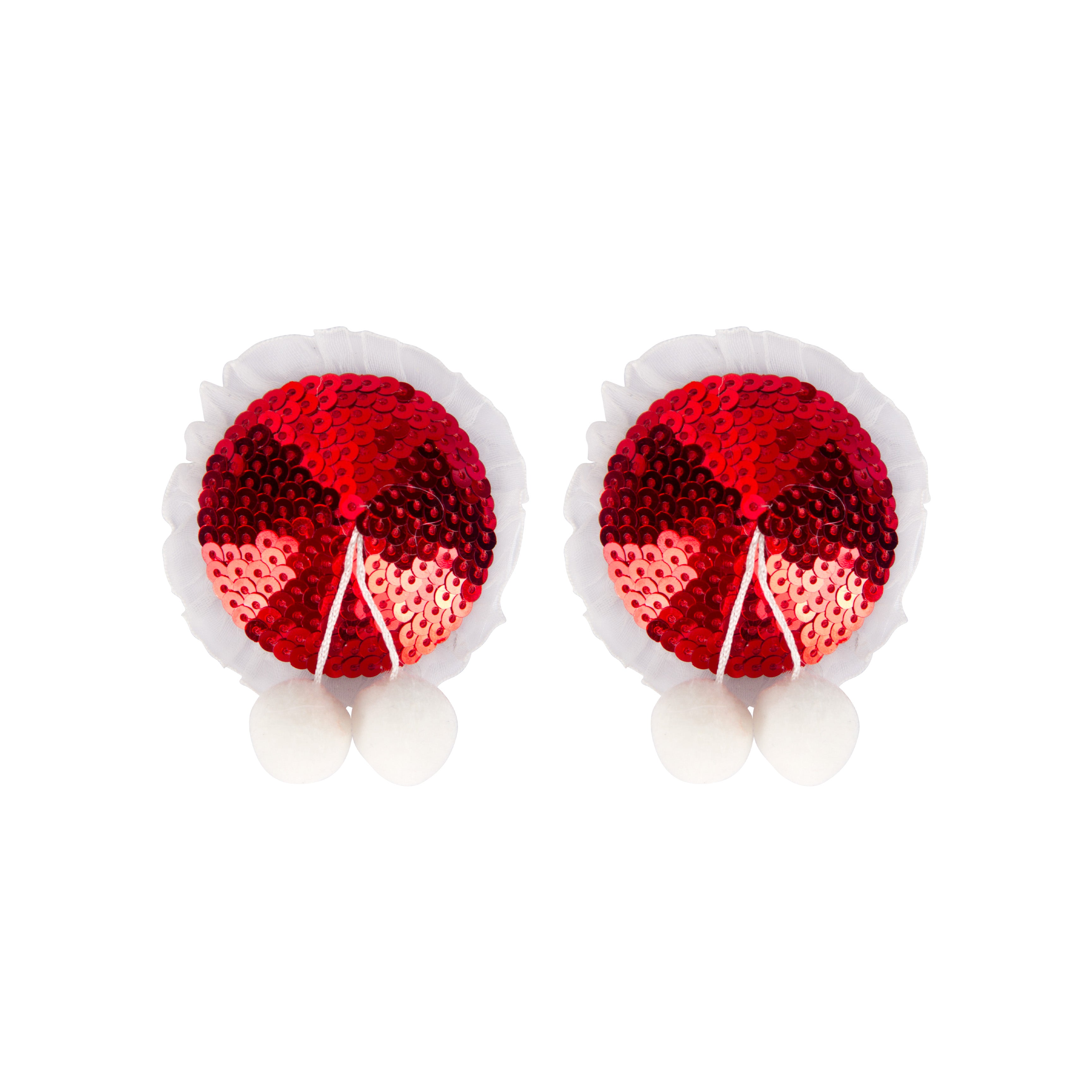 Red Sequin With White Ball