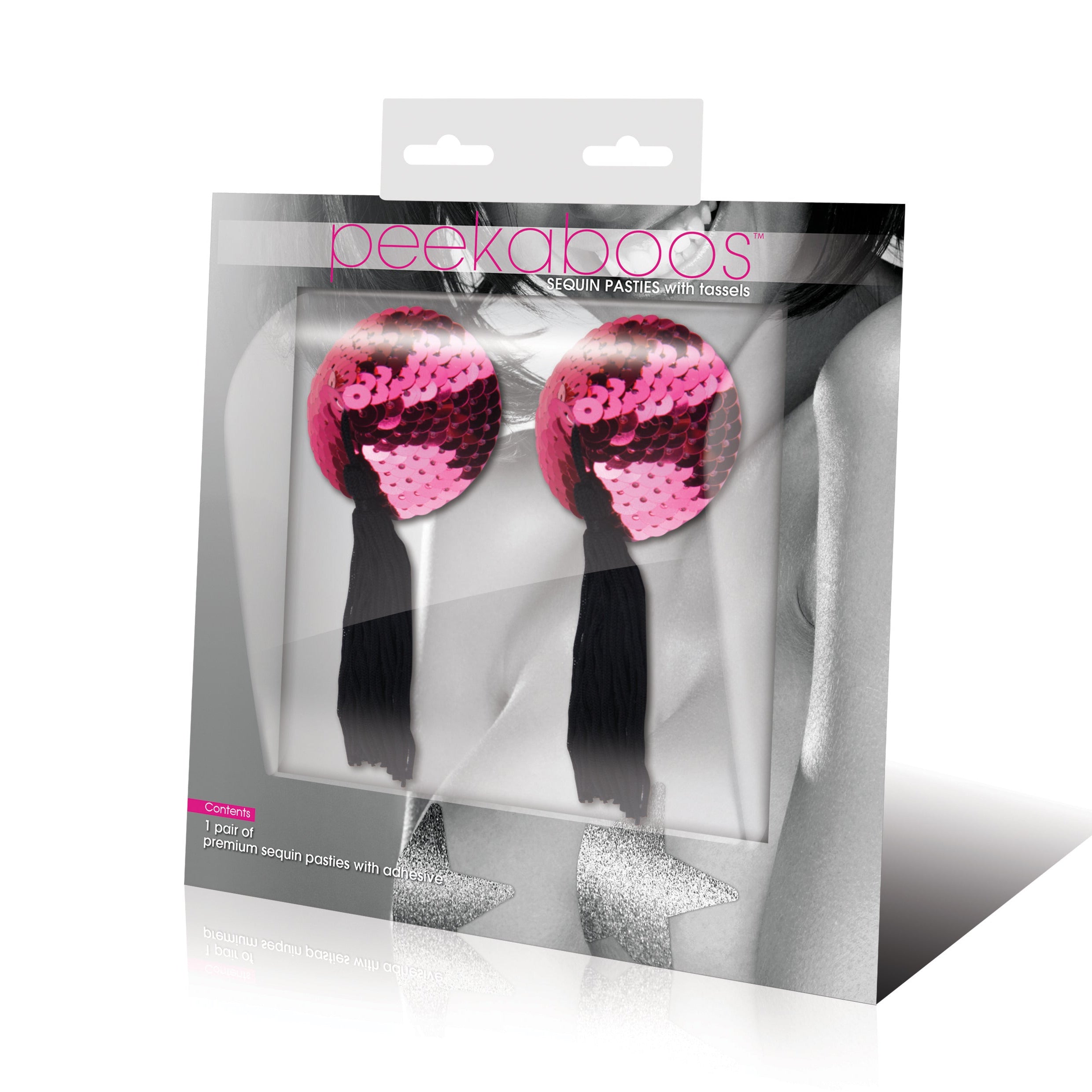 Hot Pink Sequin With Black Tassel