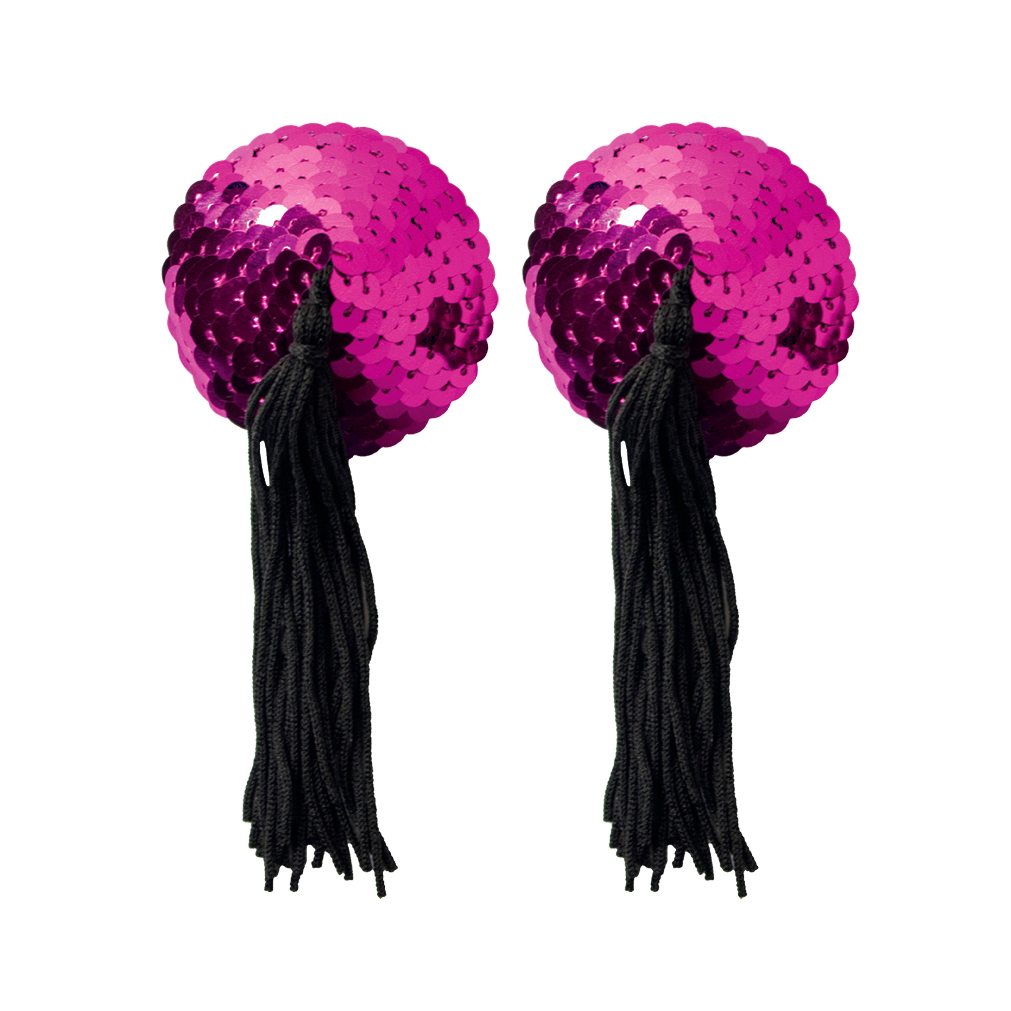 Hot Pink Sequin With Black Tassel