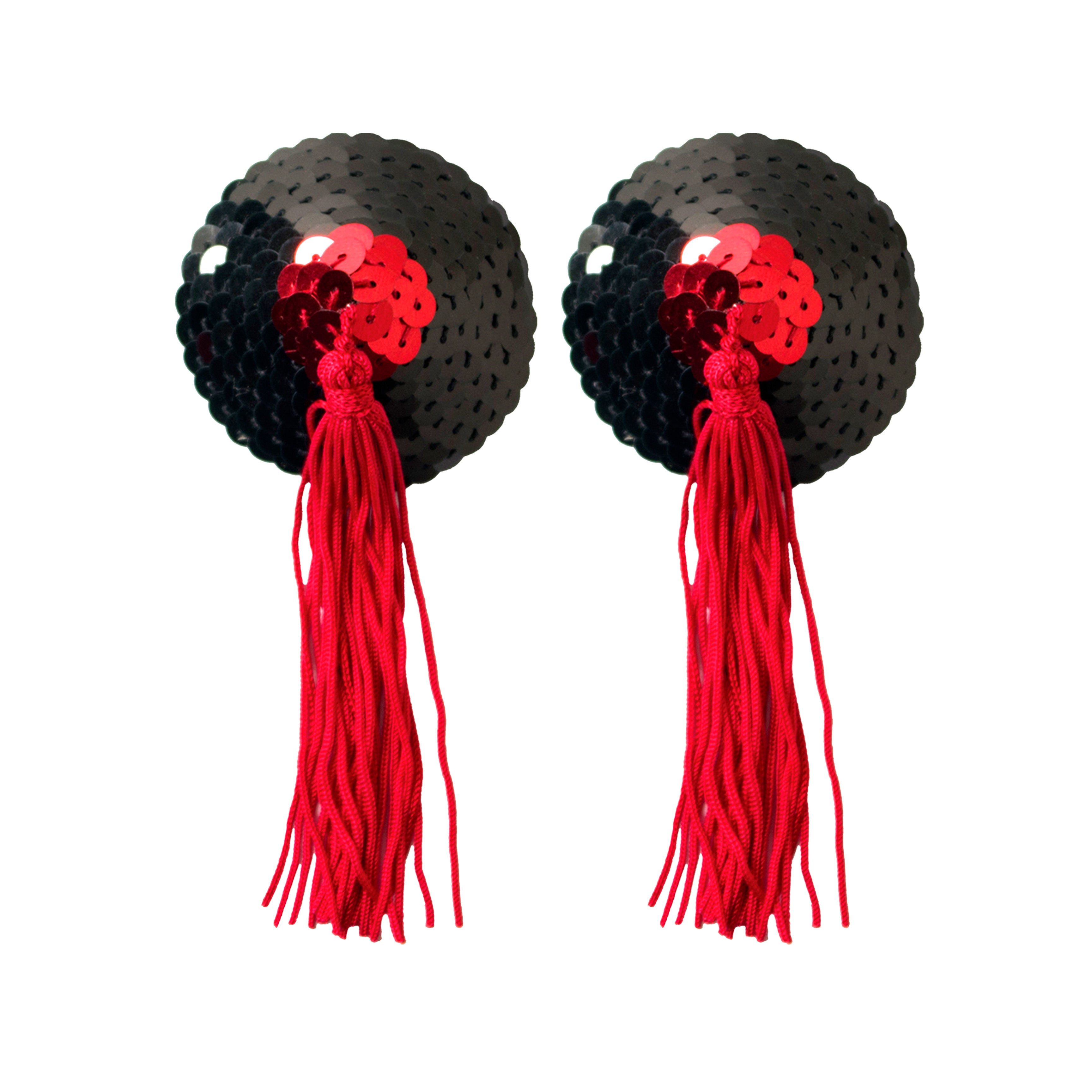 Black & Red Sequin With Black Tassel