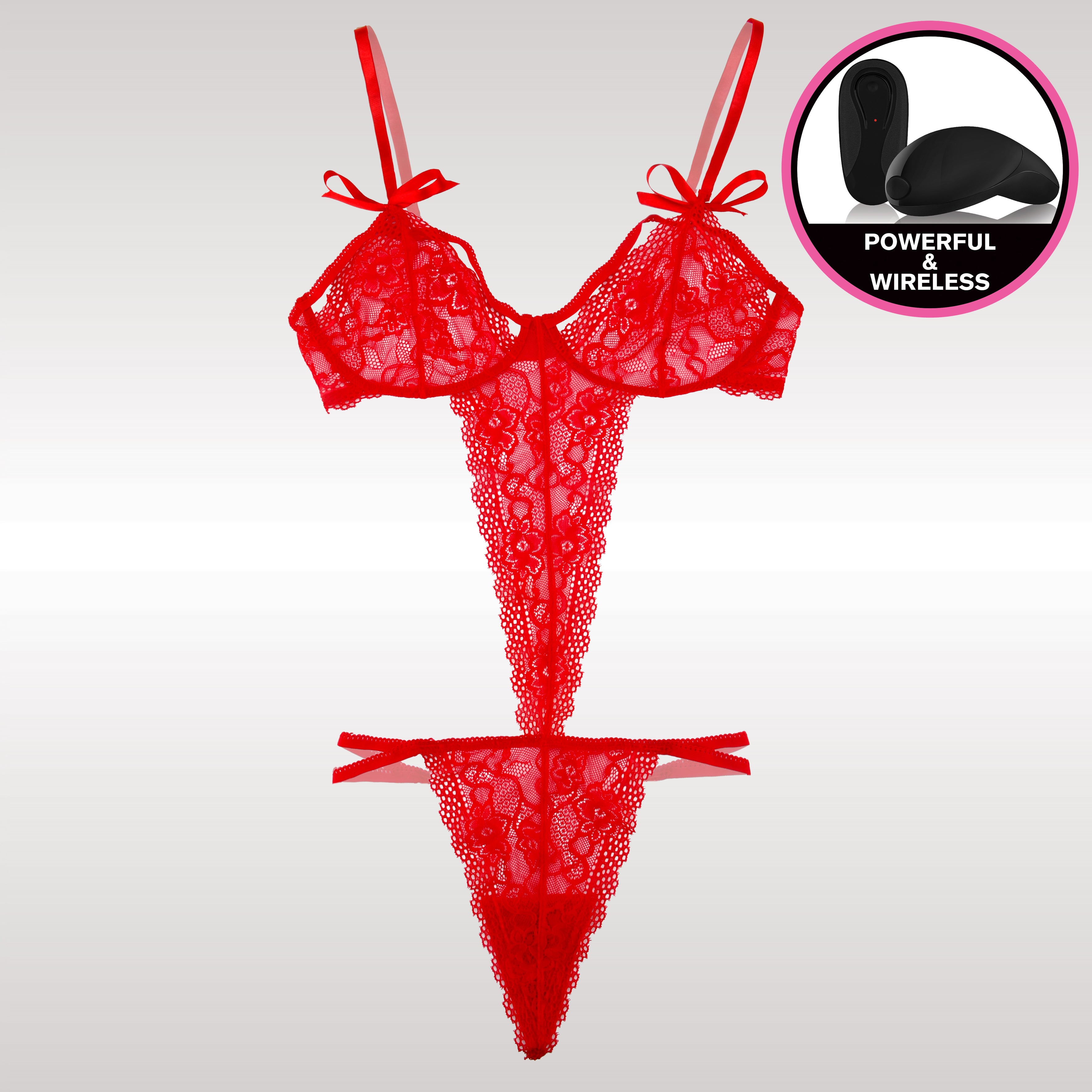 Strappy Lace Teddy-Red-Queen