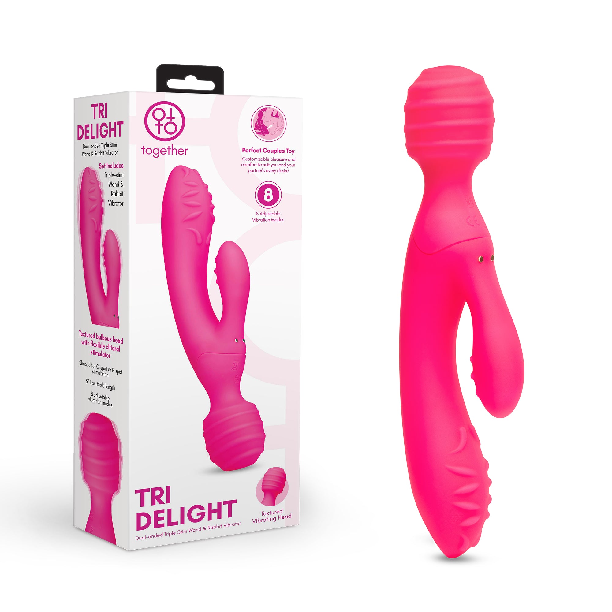 Together Vibes Tri-Delight Dual-Ended Triple Stim Wand & Rabbit Vibrator