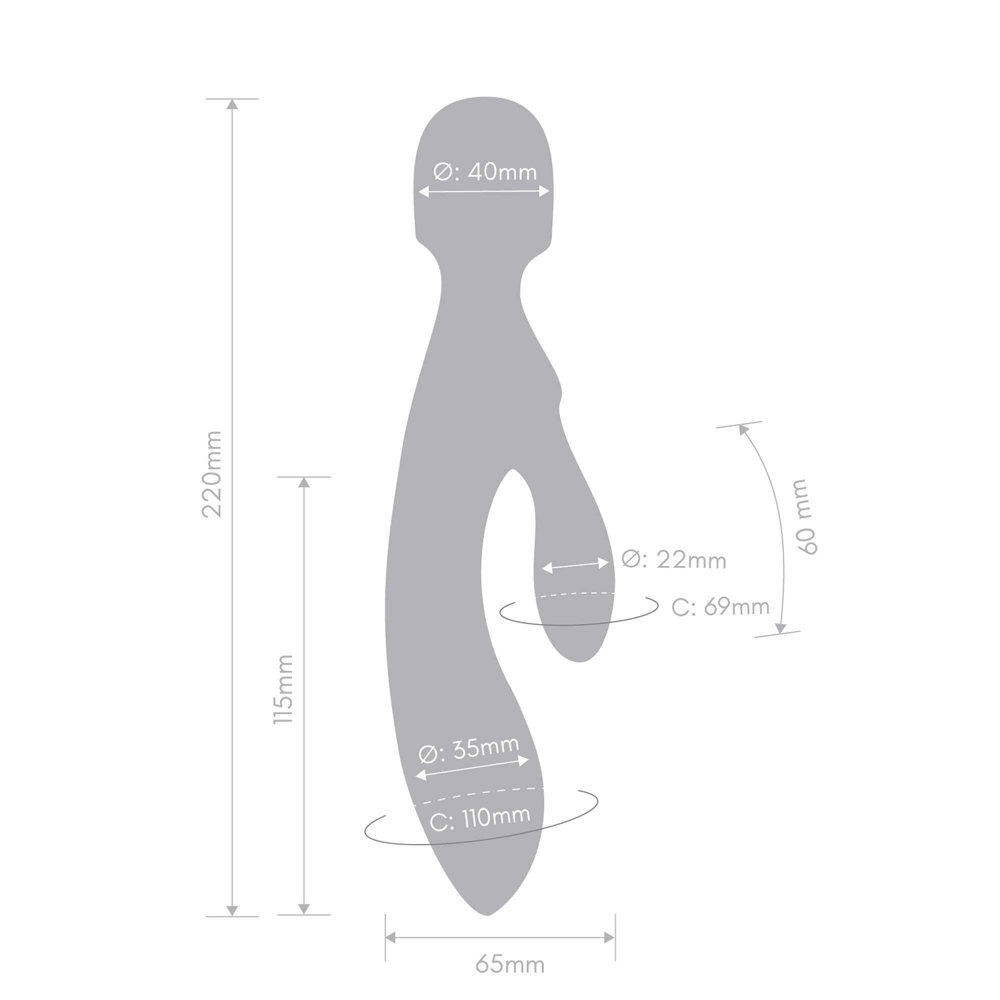 Together Vibes Tri-Delight Dual-Ended Triple Stim Wand & Rabbit Vibrator