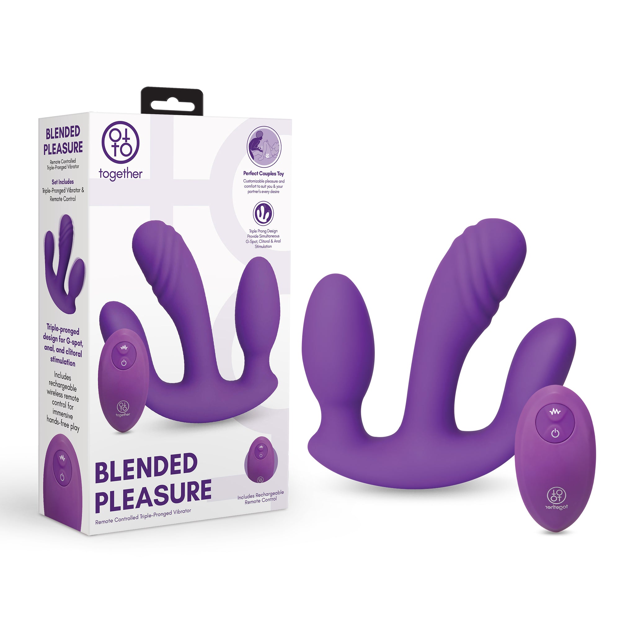 Together Vibes Blended Pleasure Remote Controlled Triple-Pronged Vibrator