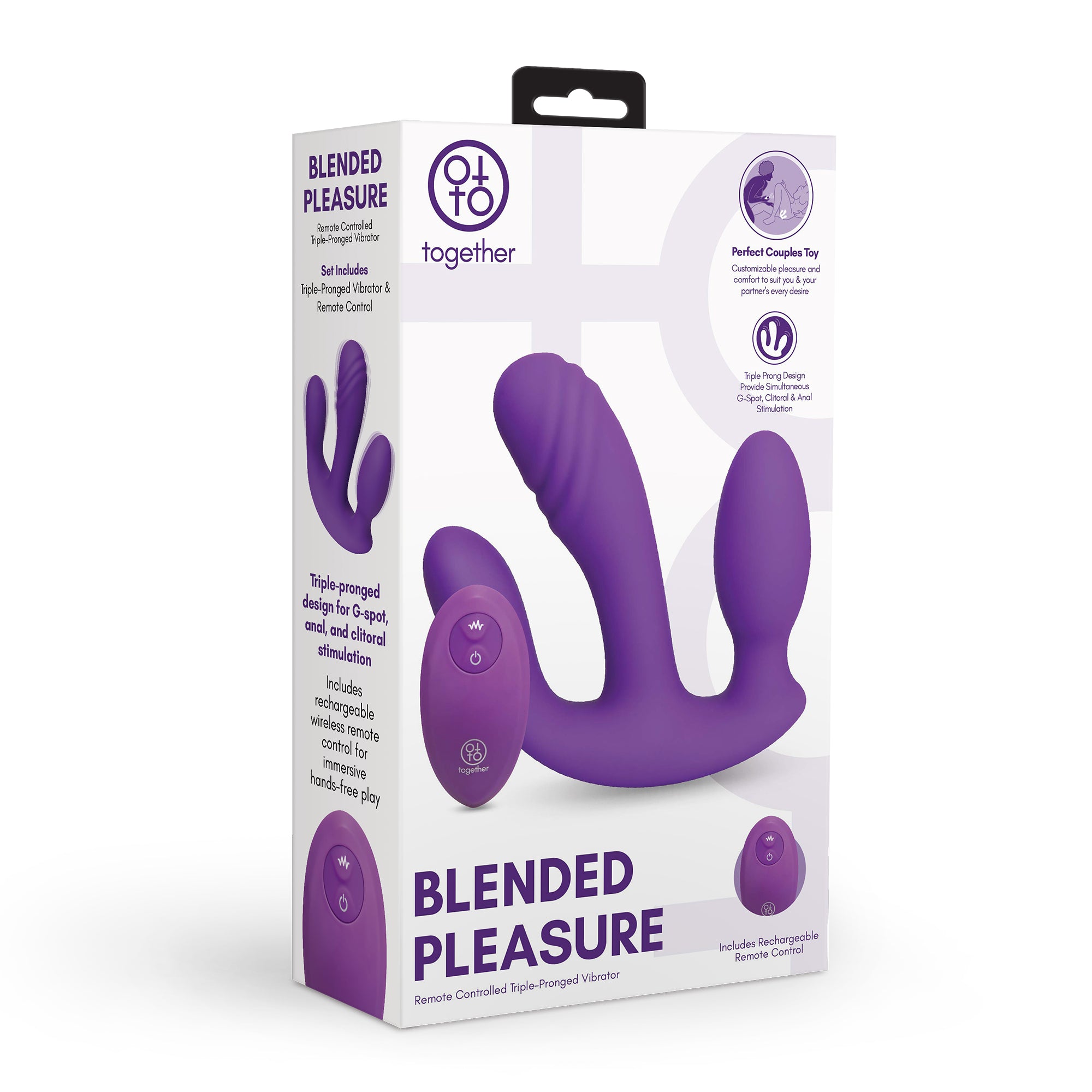 Together Vibes Blended Pleasure Remote Controlled Triple-Pronged Vibrator