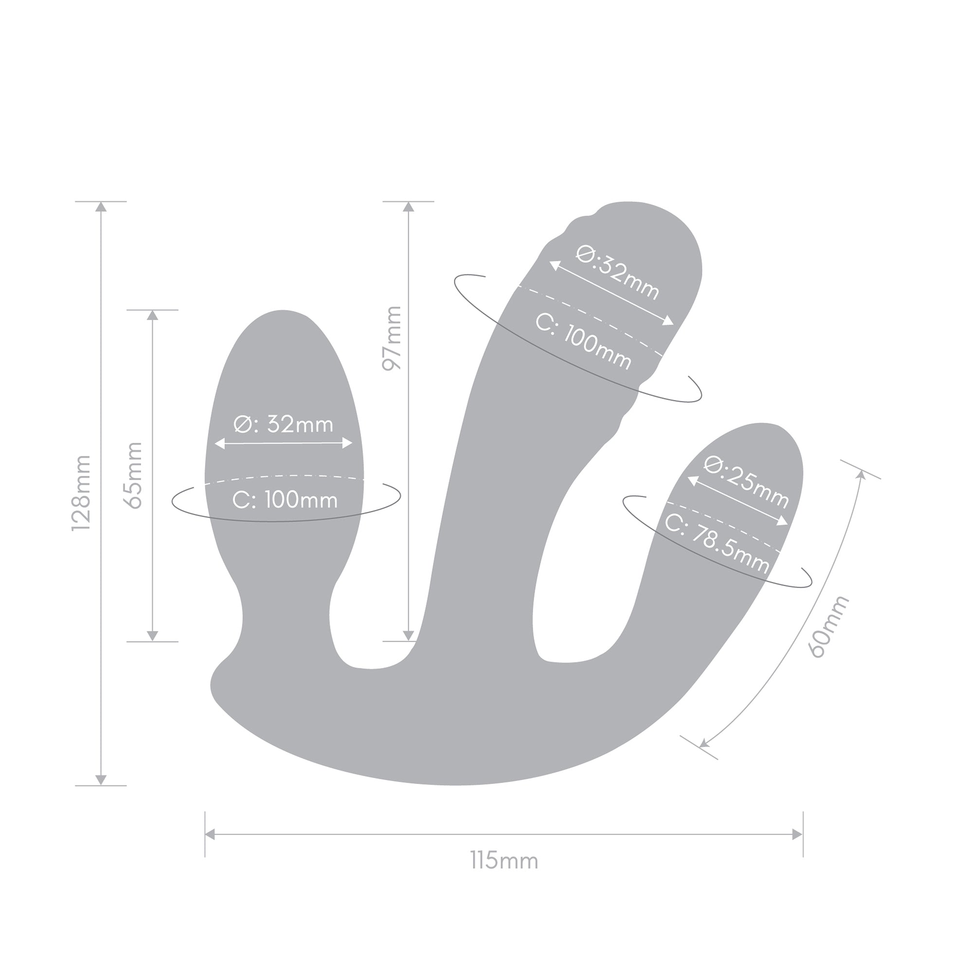 Together Vibes Blended Pleasure Remote Controlled Triple-Pronged Vibrator