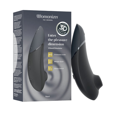 Womanizer clitoral stimulator packaging with product on a white background