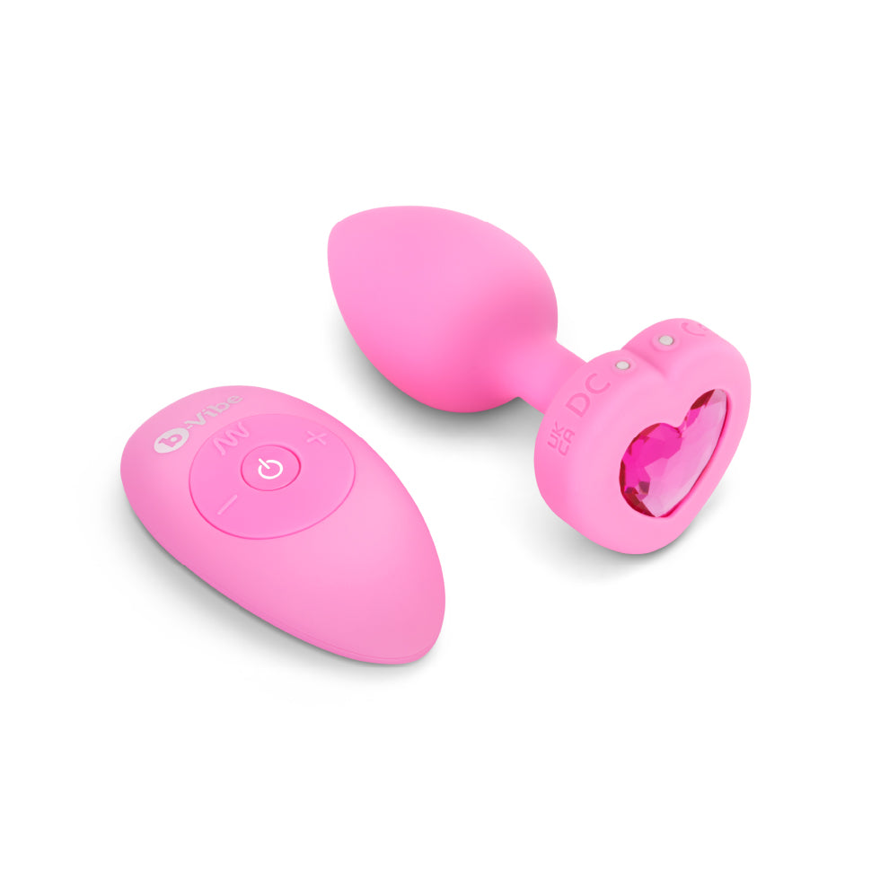 Vibrating Heart Plug S/M - Pink