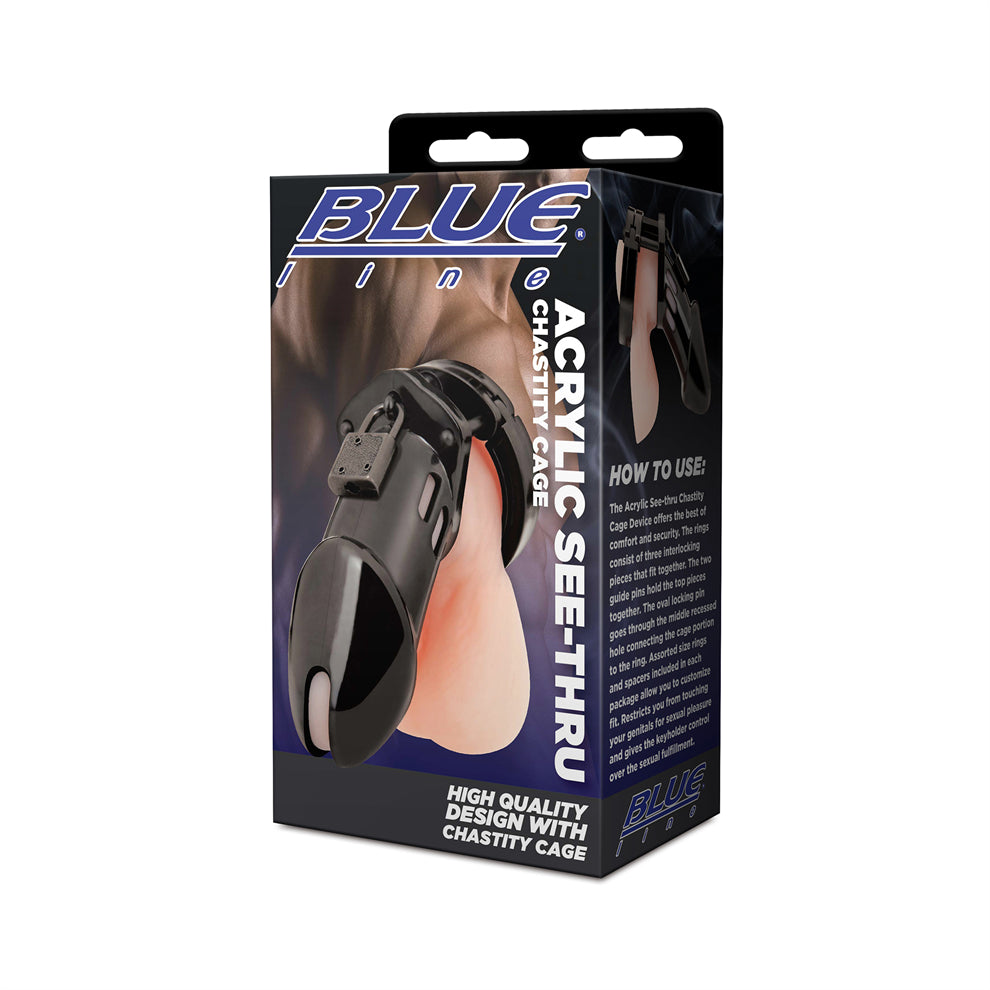 Acrylic See-Thru Chastity Cage (45mm ring) - Black