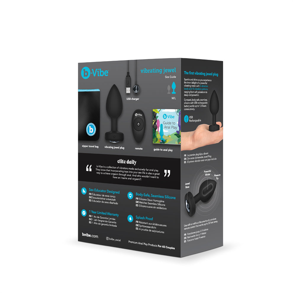 Vibrating Jewel Plug M/L Black