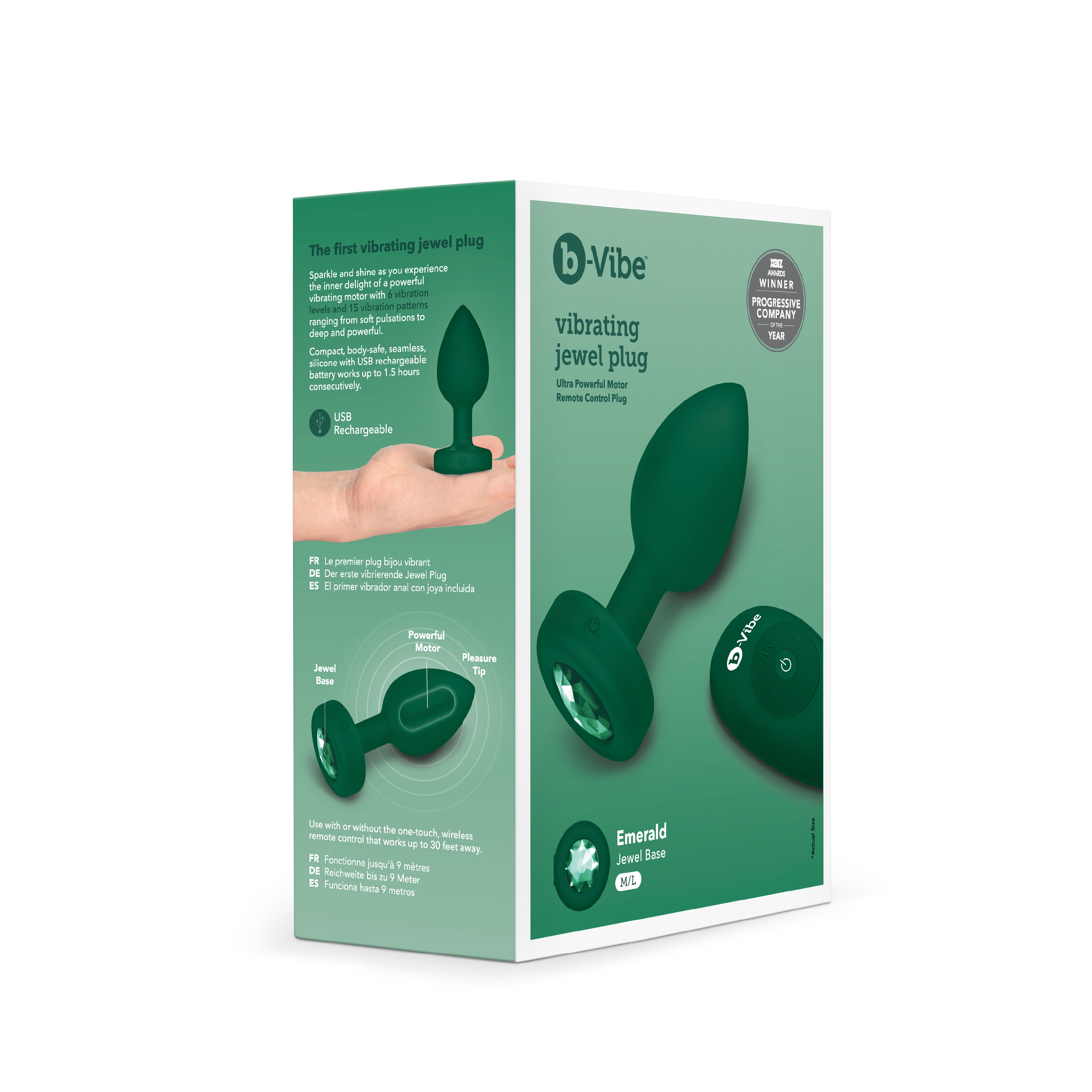 Vibrating Jewel Plug M/L Emerald Green