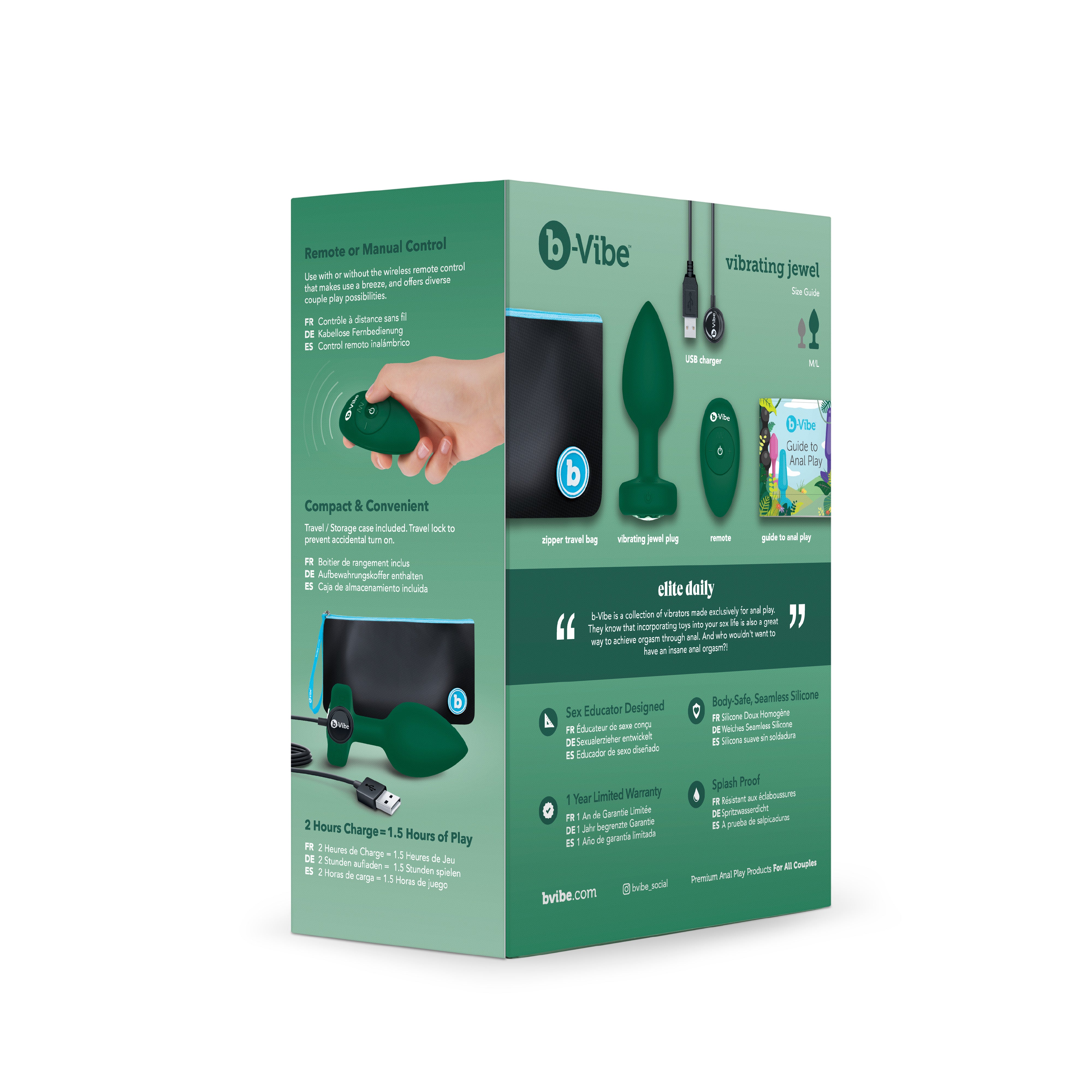 Vibrating Jewel Plug M/L Emerald Green