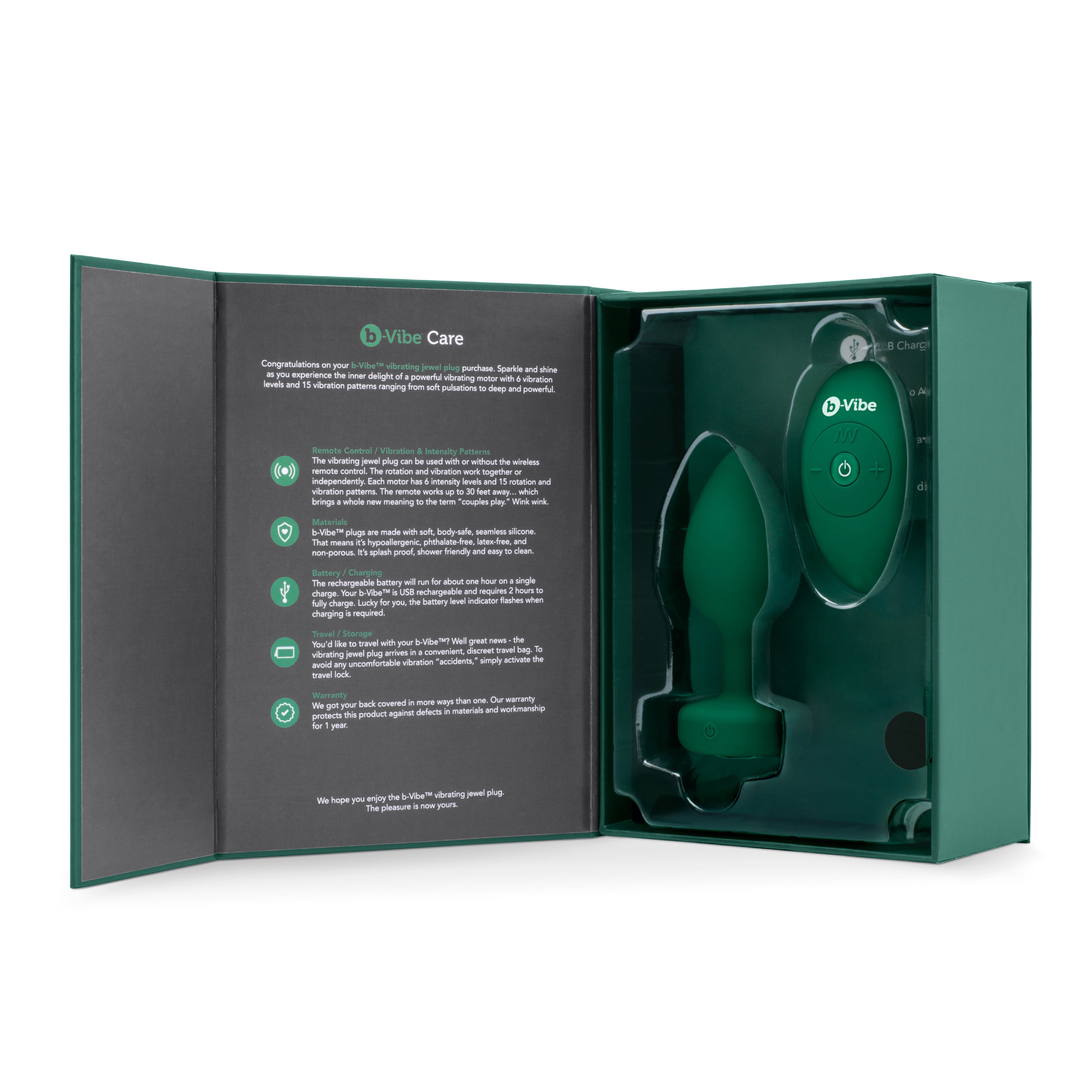 Vibrating Jewel Plug M/L Emerald Green