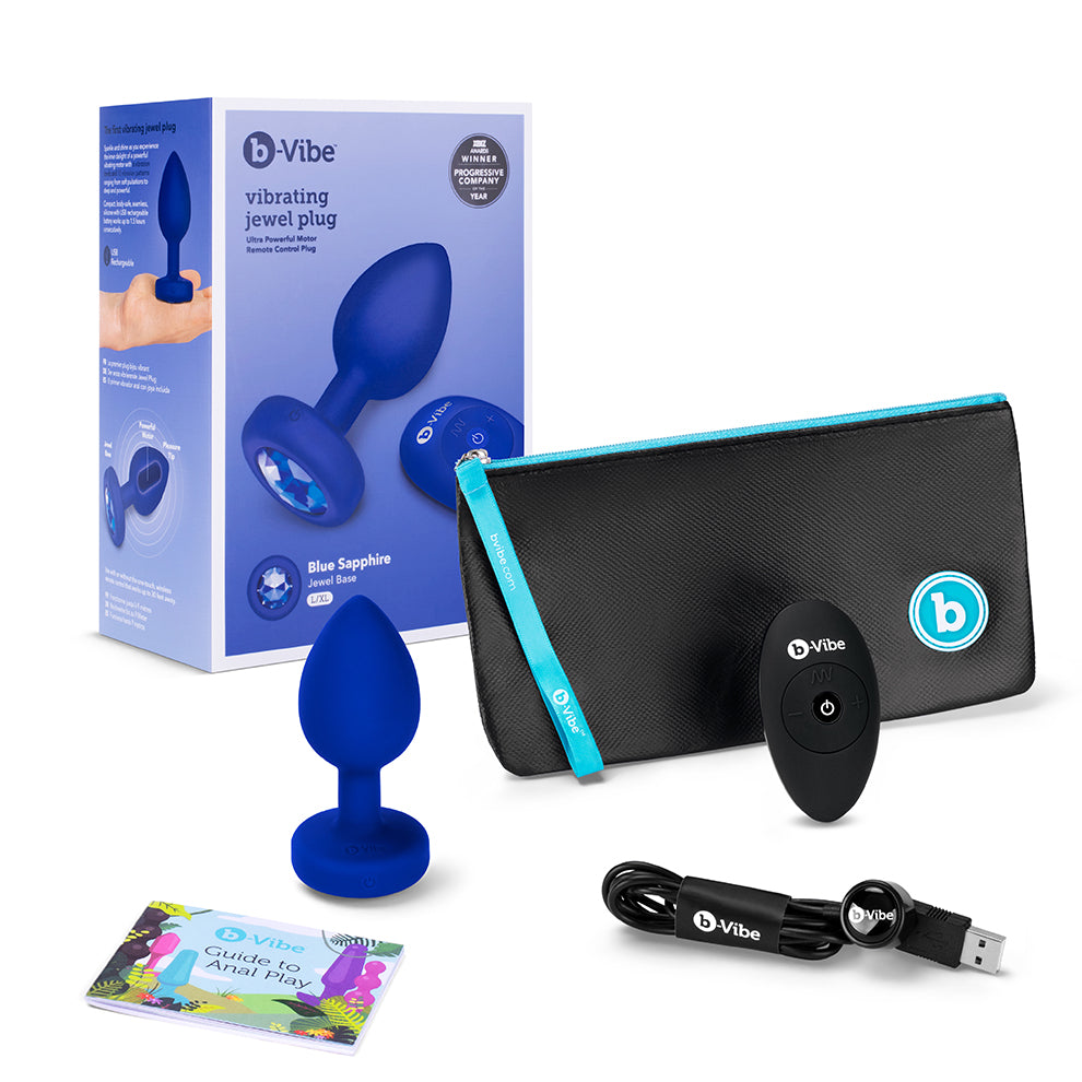 B-Vibe Vibrating Jewel Plug L/XL Navy
