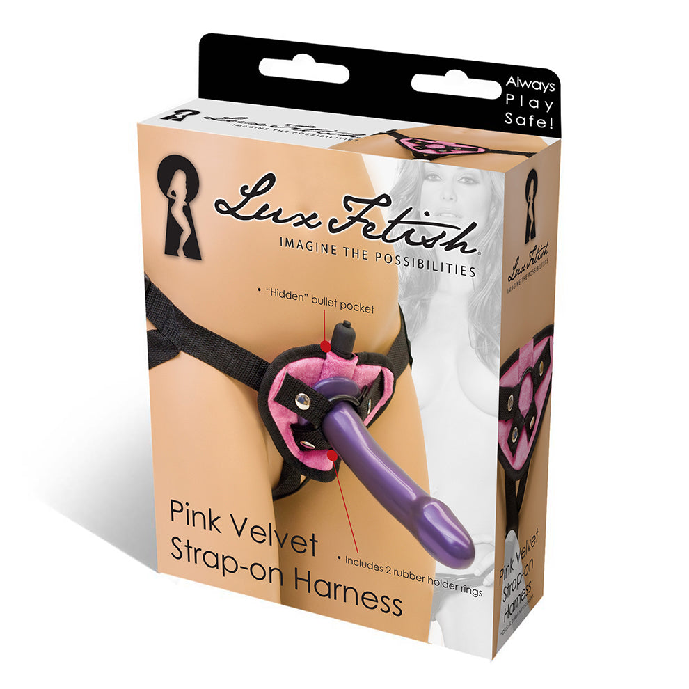 Discontinuous - Pink Velvet Strap-On Harness