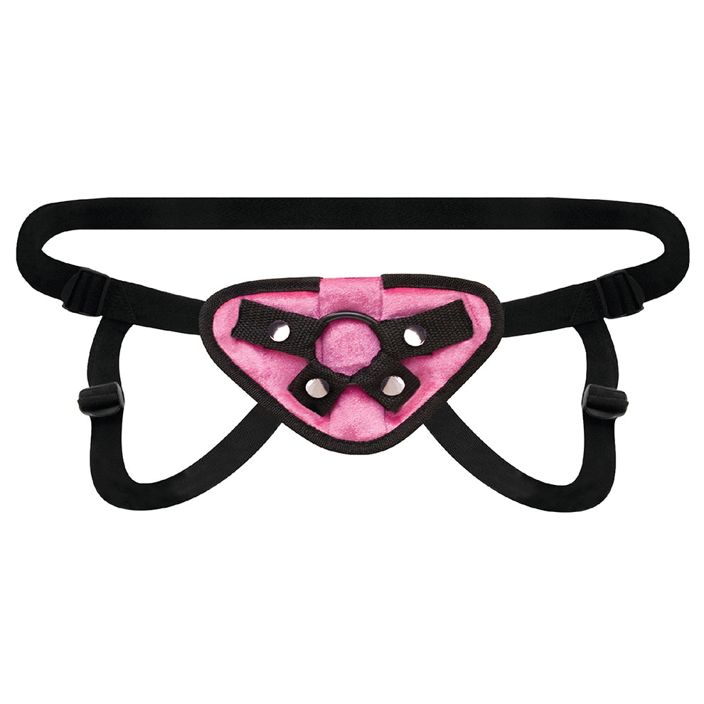 Discontinuous - Pink Velvet Strap-On Harness