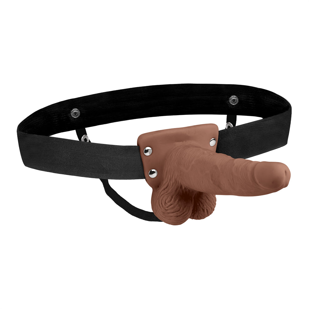 6" Rechargeable Strap-on With Balls - Brown