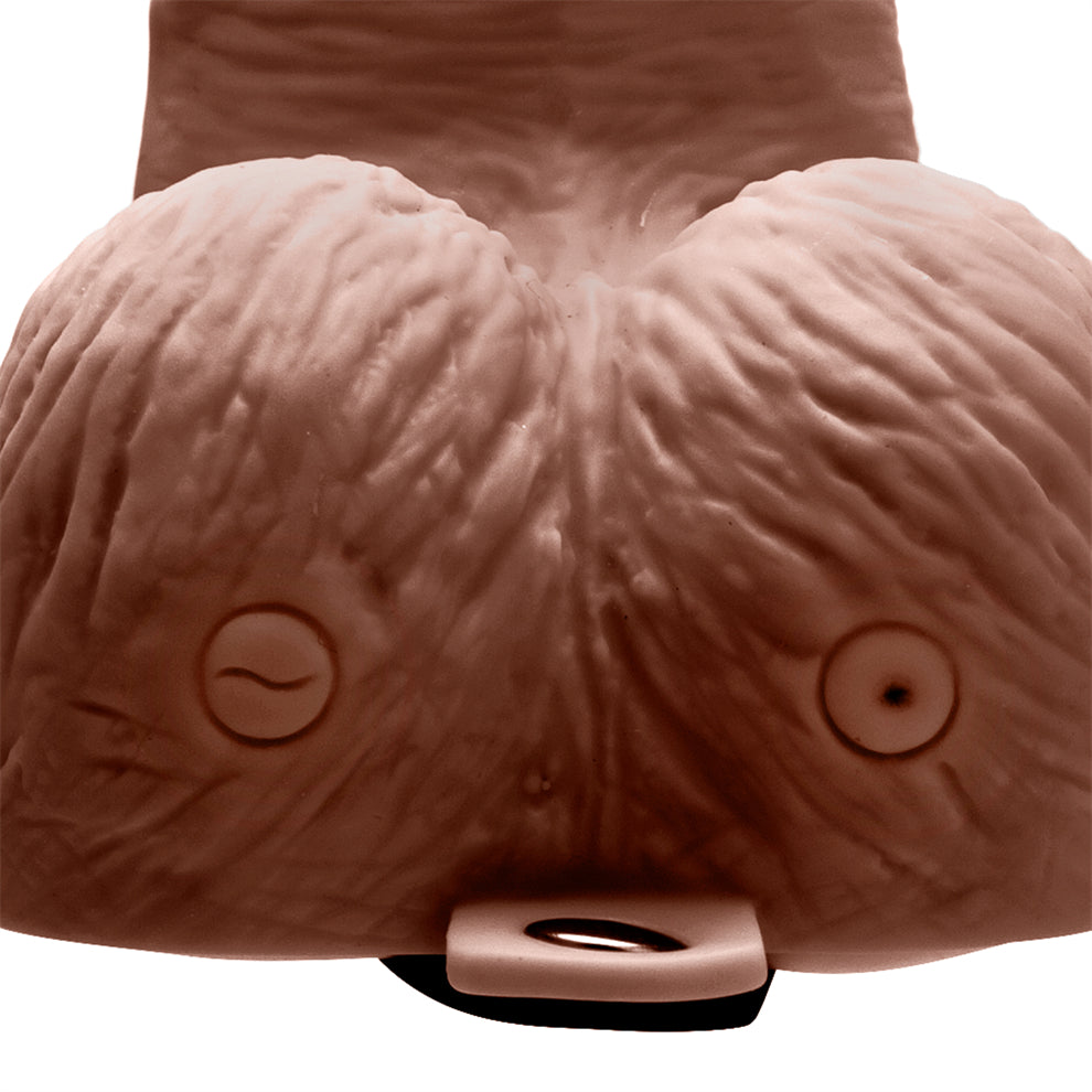 6" Rechargeable Strap-on With Balls - Brown